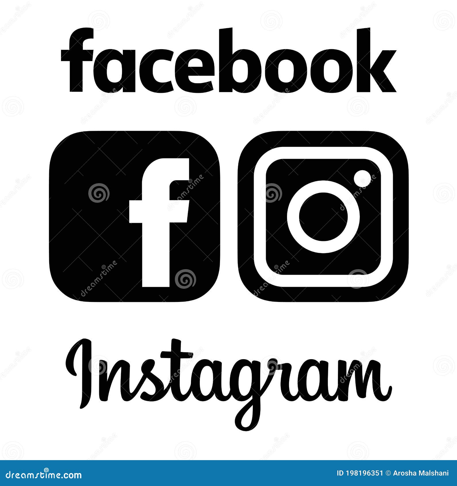 Set Of Facebook And Instagram Logos Black Editorial Photo Illustration Of Logotype