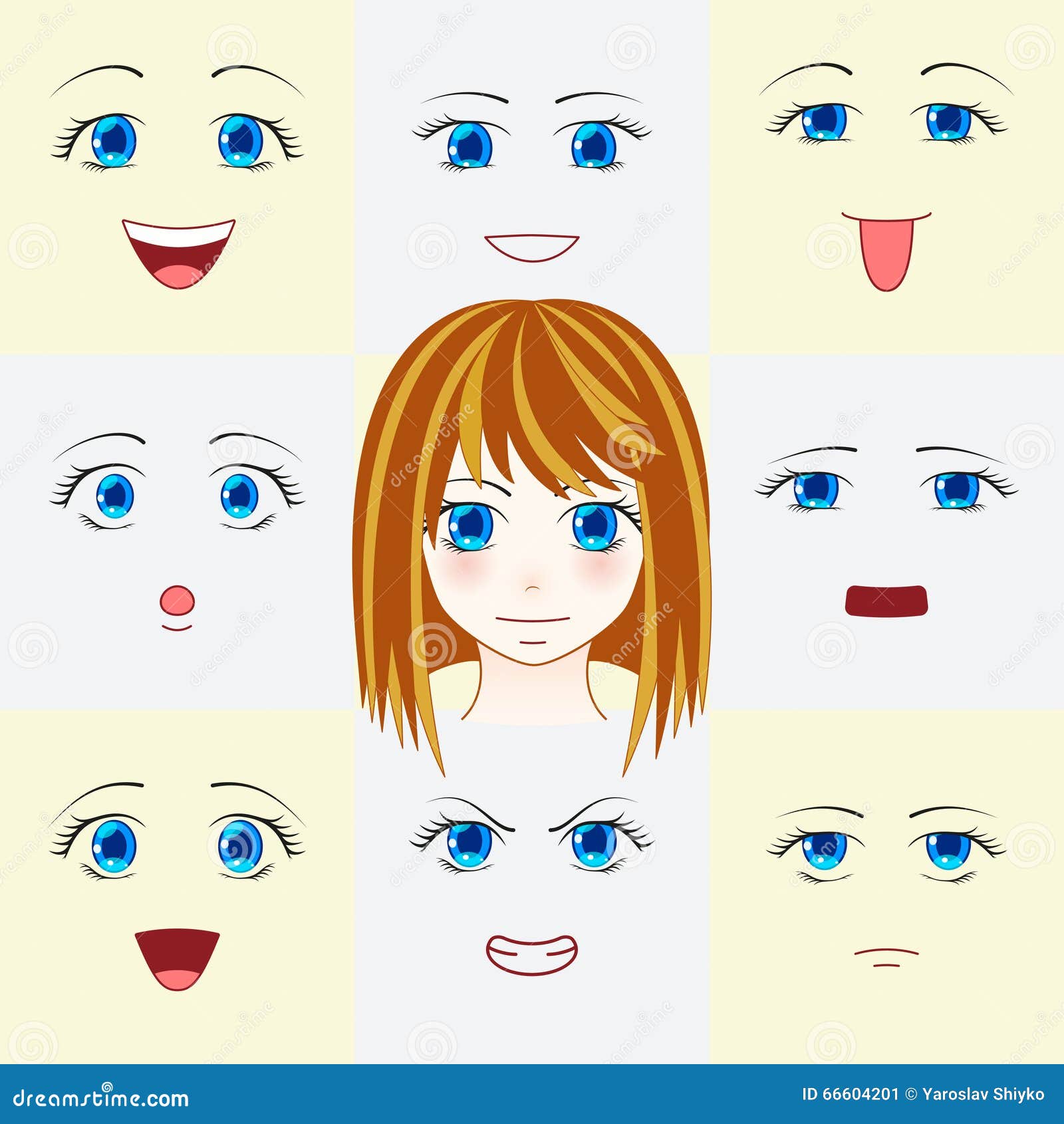 Emotions red eyes of anime and manga girls Vector Image