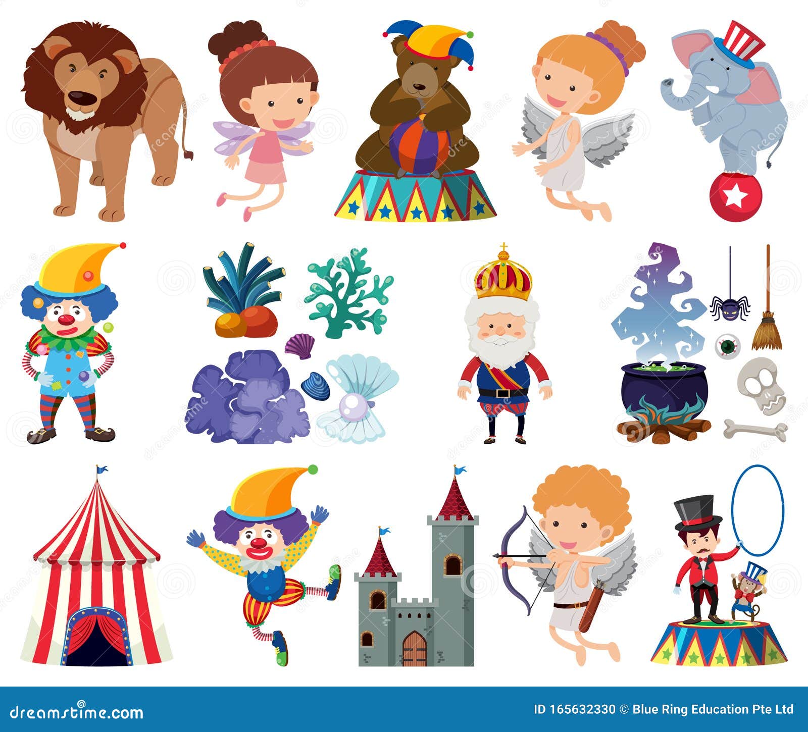 Set of Fairytale Characters on White Background Stock Illustration ...
