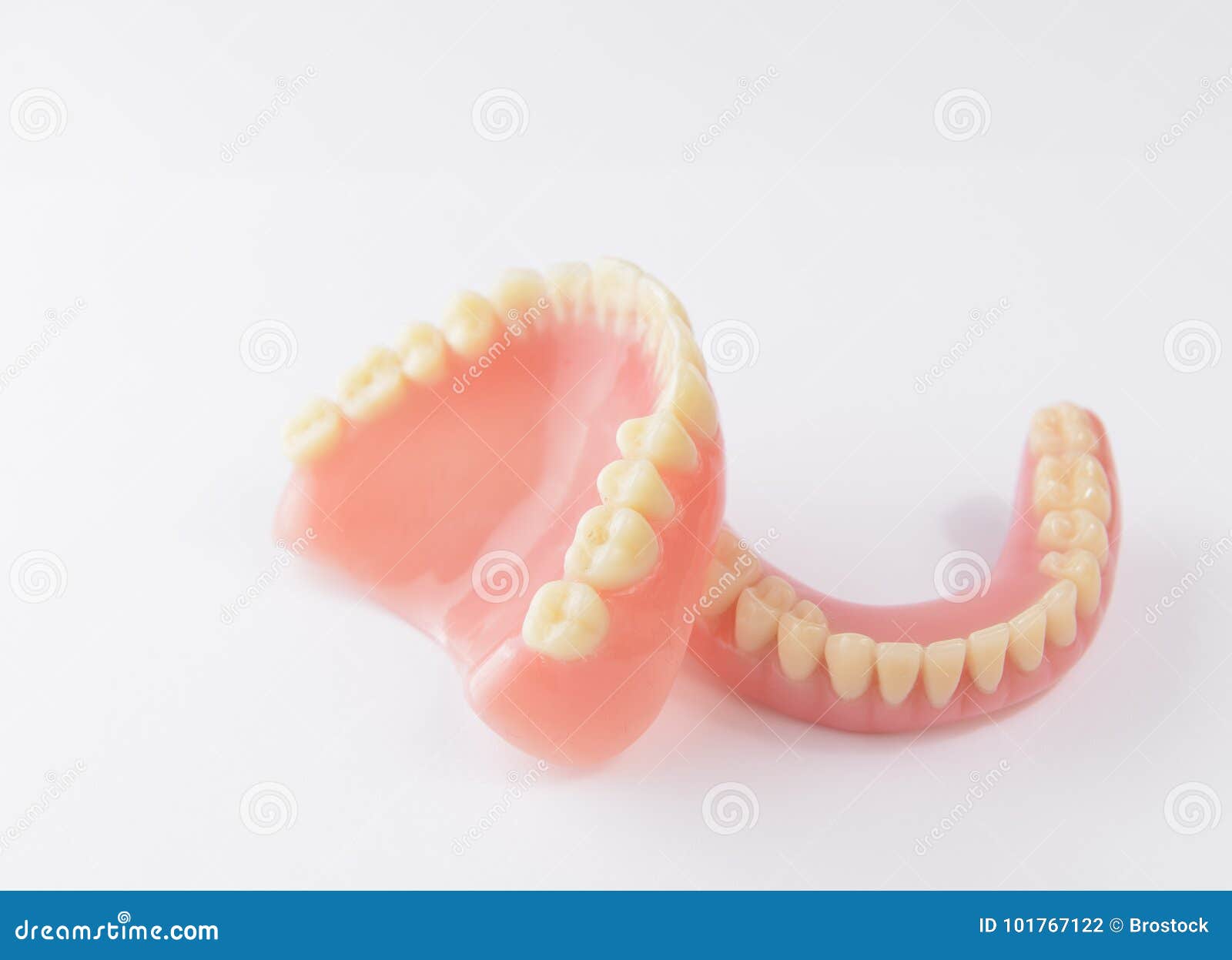 Set of False Teeth on White Background Stock Photo Image of care
