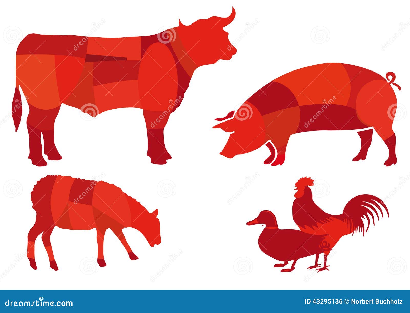 Set of farm animals stock vector. Illustration of sheep - 43295136