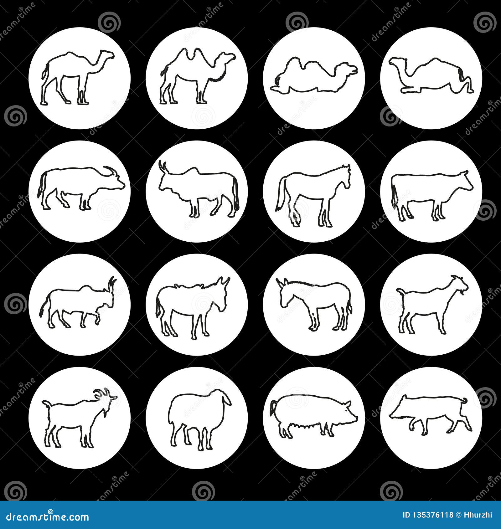 set of farm animals icons