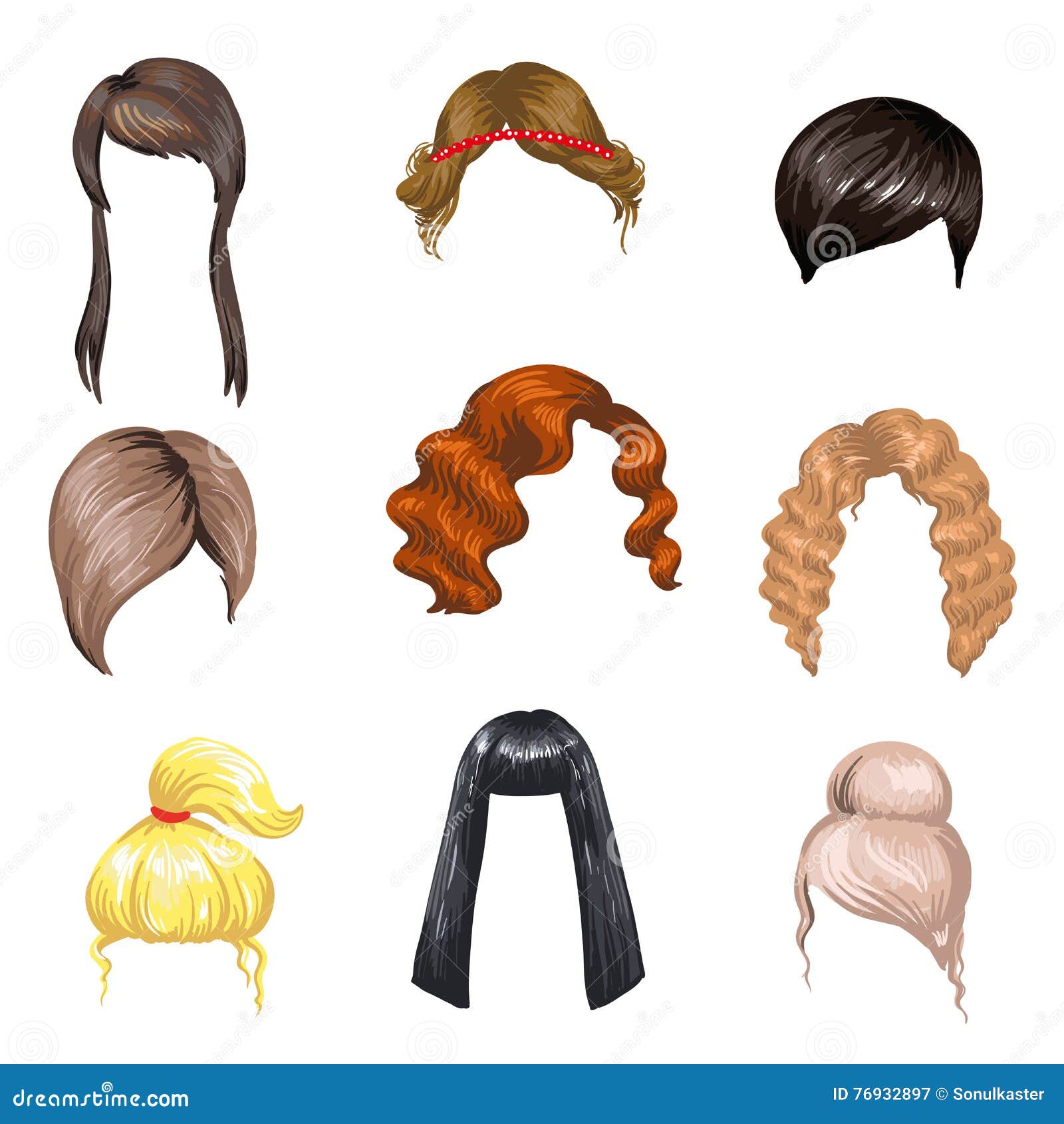 Set of Fashion Female Hair Styles. Stock Vector - Illustration of  hairdresser, ginger: 76932897
