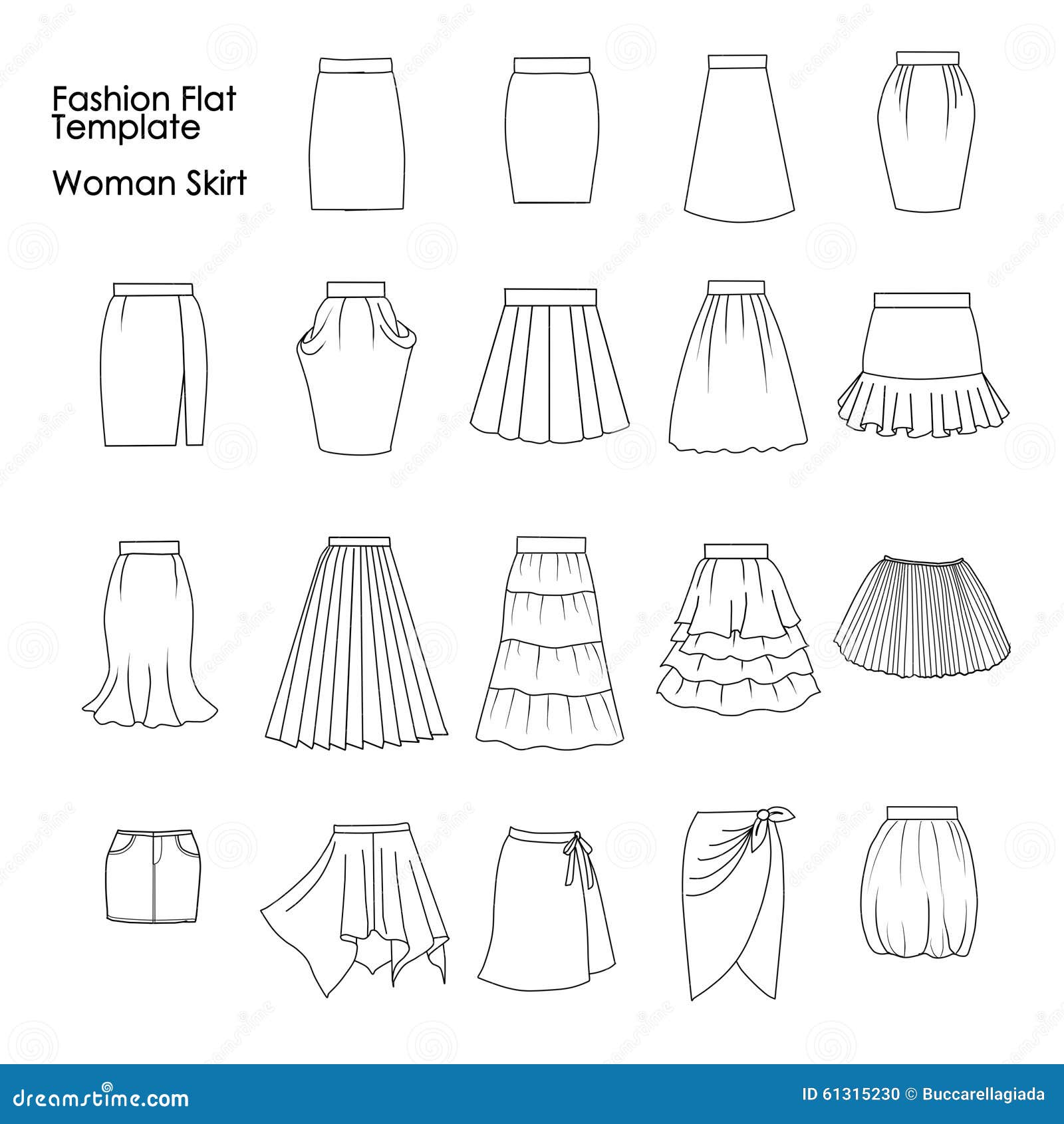 Styles of skirts outline Styles of skirts set outline  CanStock