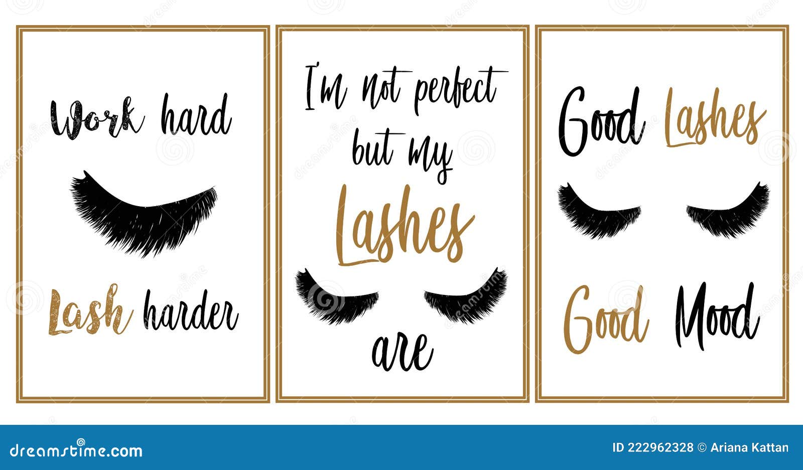 Set with Fashion Golden Quotes about Lashes and Beauty. Design for ...