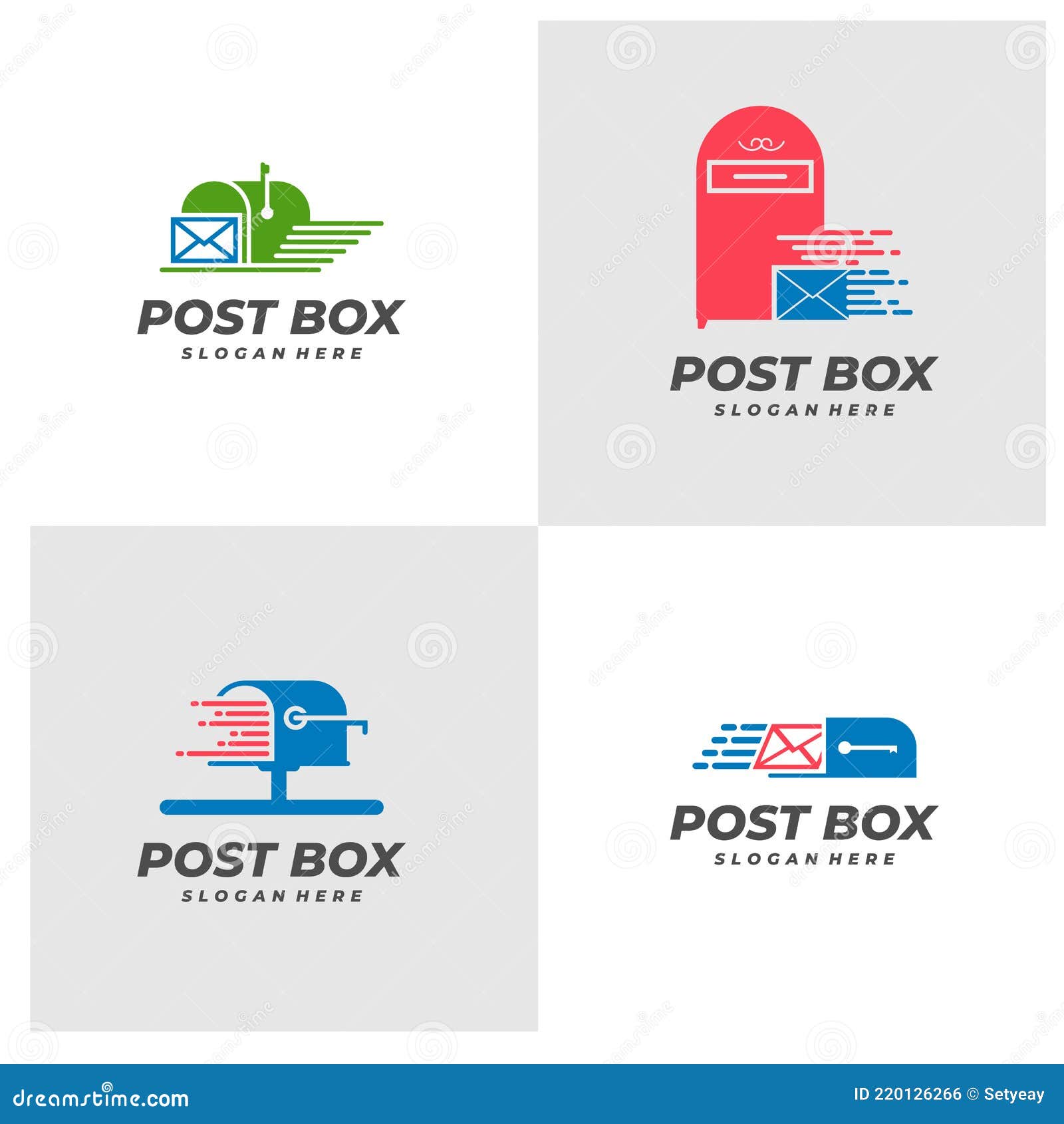 Set of Fast Post Box Logo Vector Template, Creative Post Box Logo