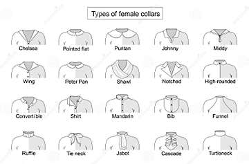 Set of FEMALE COLLARS. with TITLES. FLAT DESIGN, GRAPHICS, Collection ...
