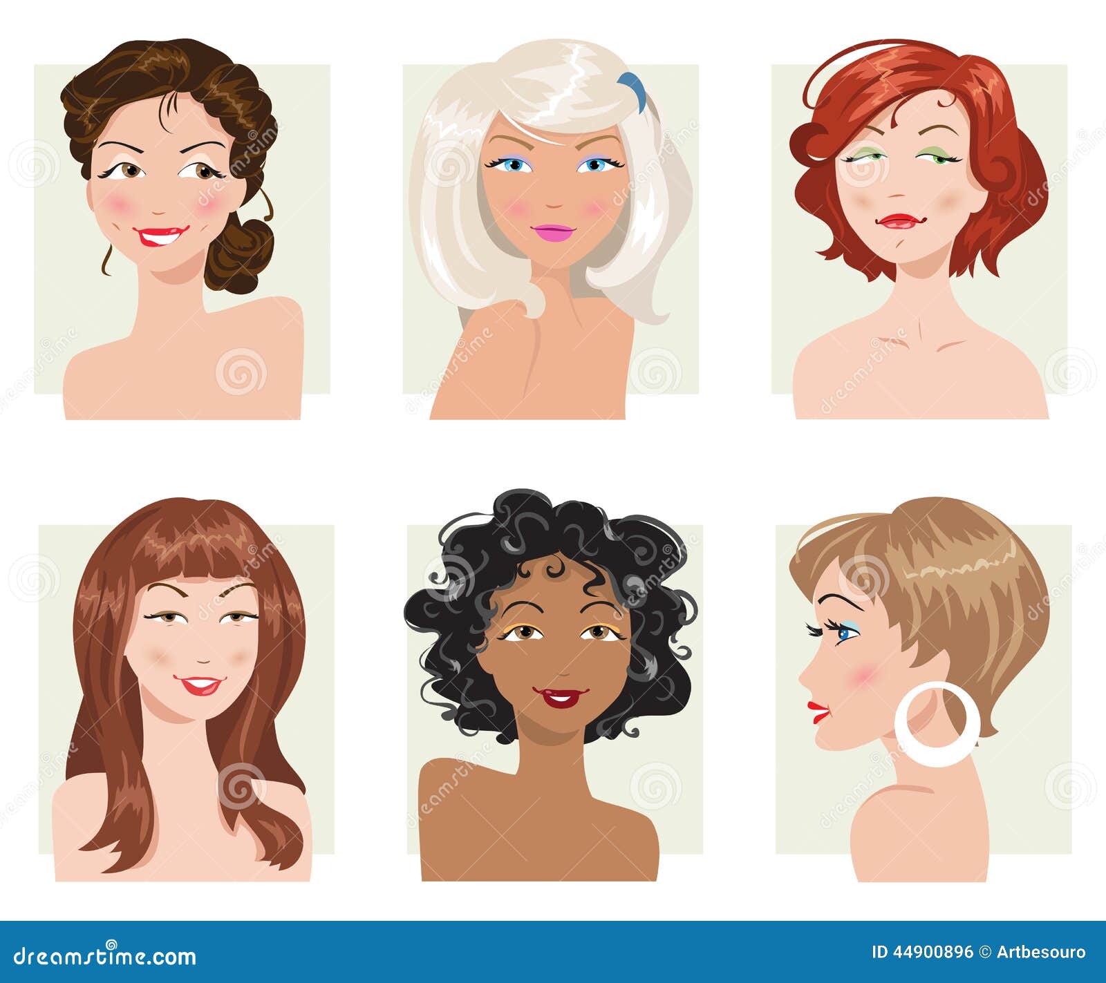 Set of Female Hair Style. Vector Collection Stock Vector - Illustration of brown, avatar: 44900896 Set of Female Hair Style. Vector Collection Stock Vector - Illustration of brown, avatar: 44900896