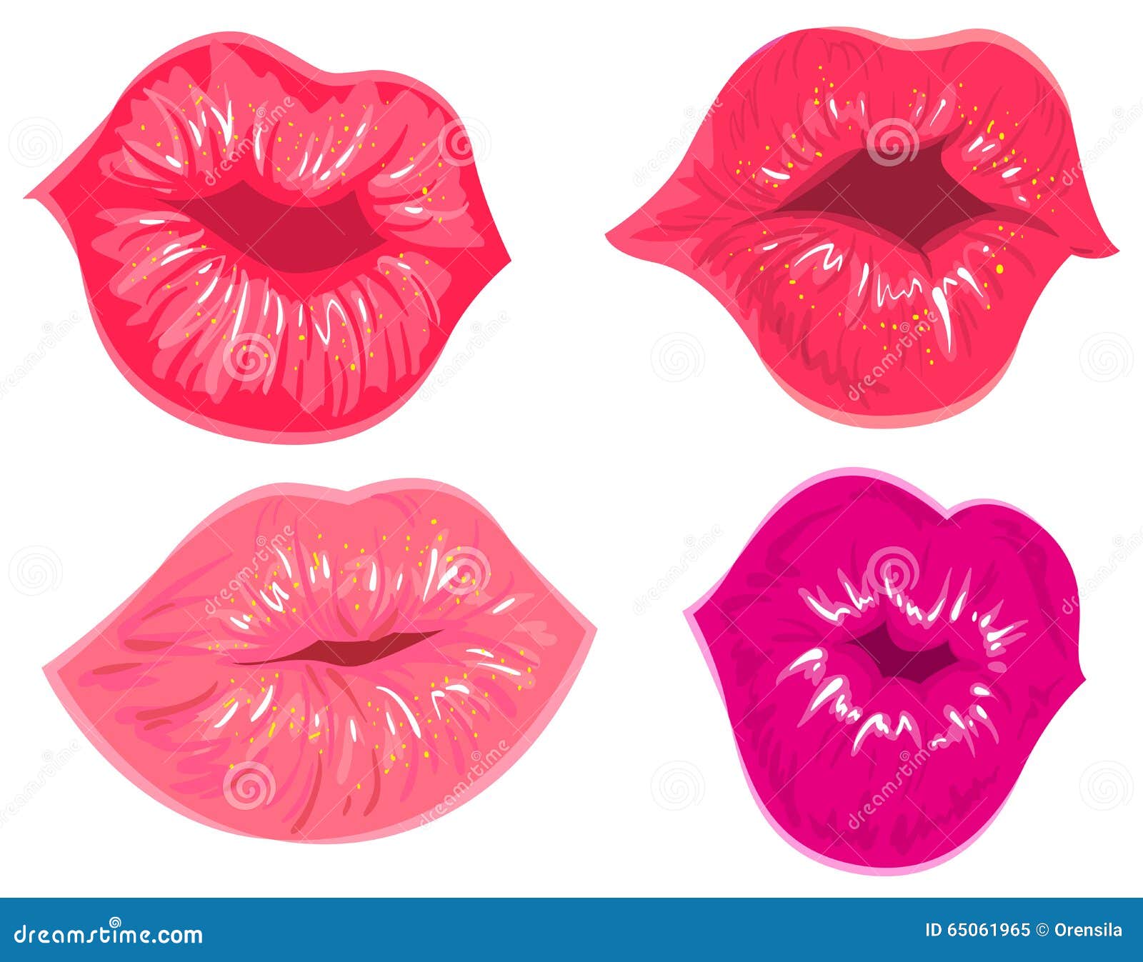 Set female lips kiss stock vector. Illustration of female 65061965
