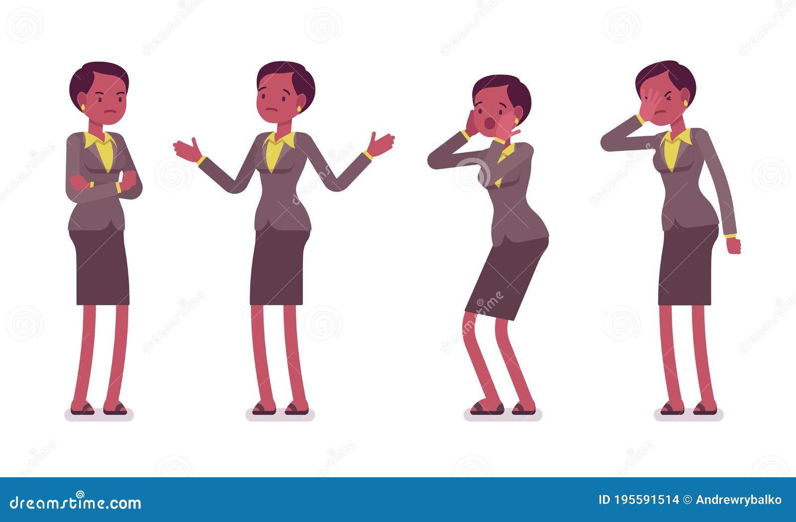 Download Set Of Female Professional Teacher Showing Negative Emotions Stock Vector - Illustration of ...