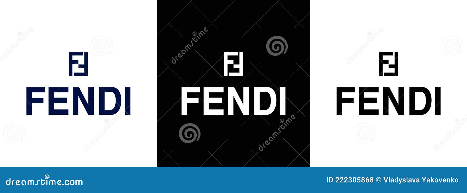 Set of Fendi Logo. Popular Brand. FENDI Famous Emblem. Vector