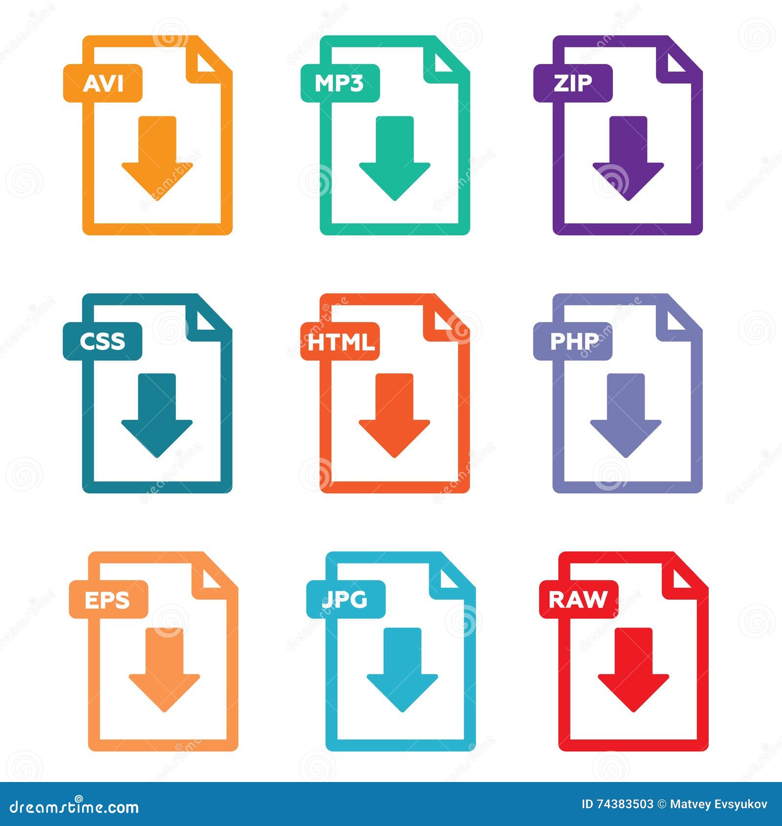 Set of file formats icons editorial stock photo. Illustration of excel ...
