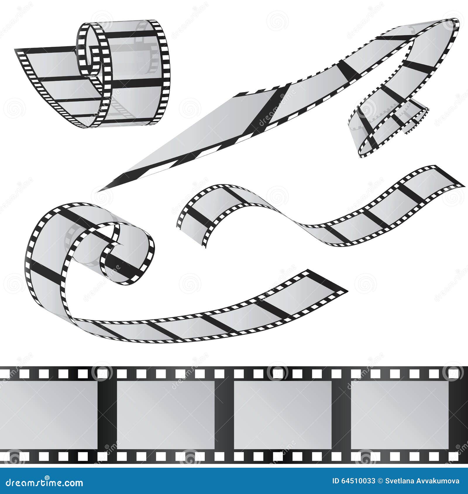 Set Of Vector Retro 35mm Foto And Movie Film Strips Realistic Old