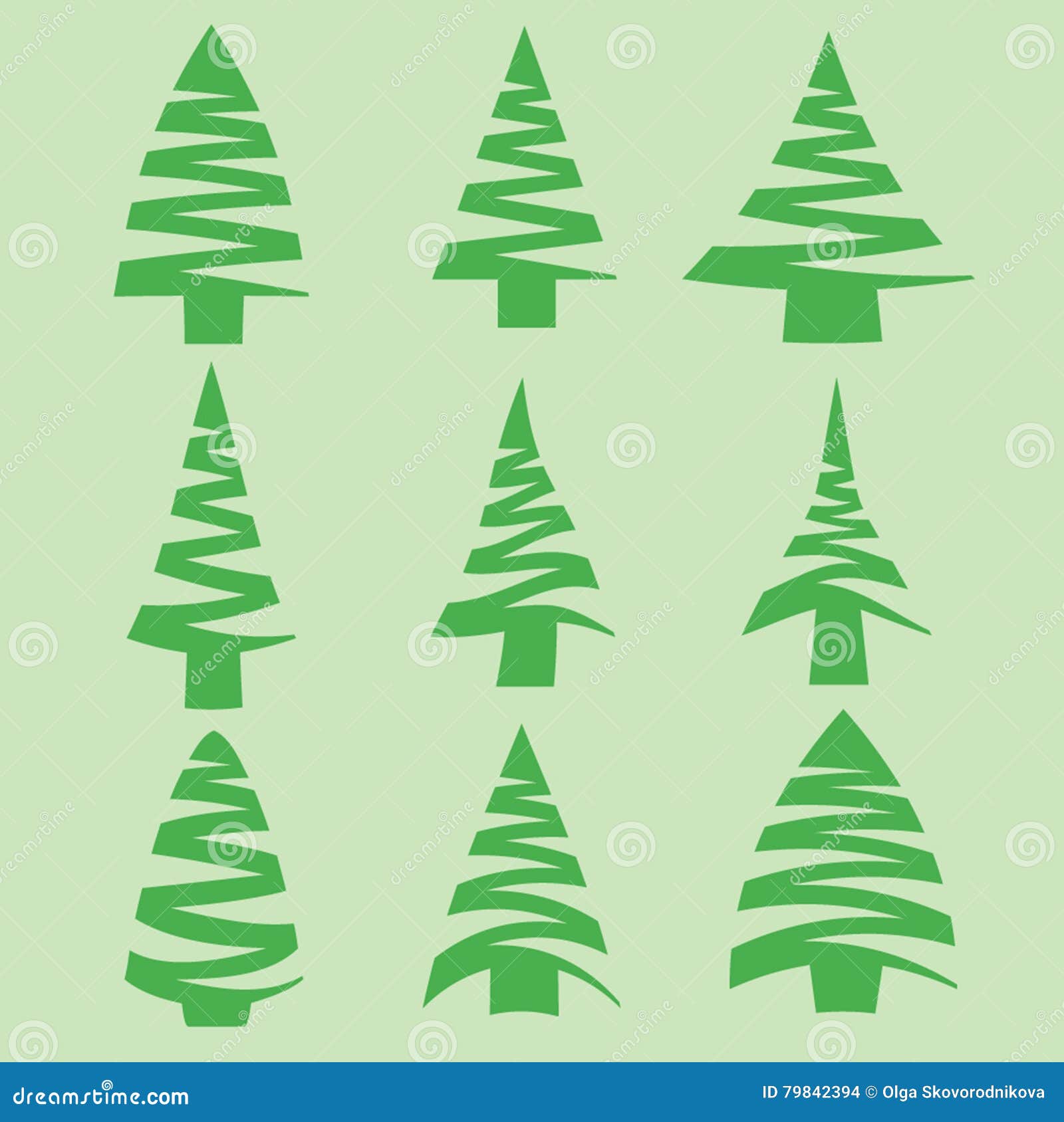 Set of fir trees stock vector. Illustration of green - 79842394