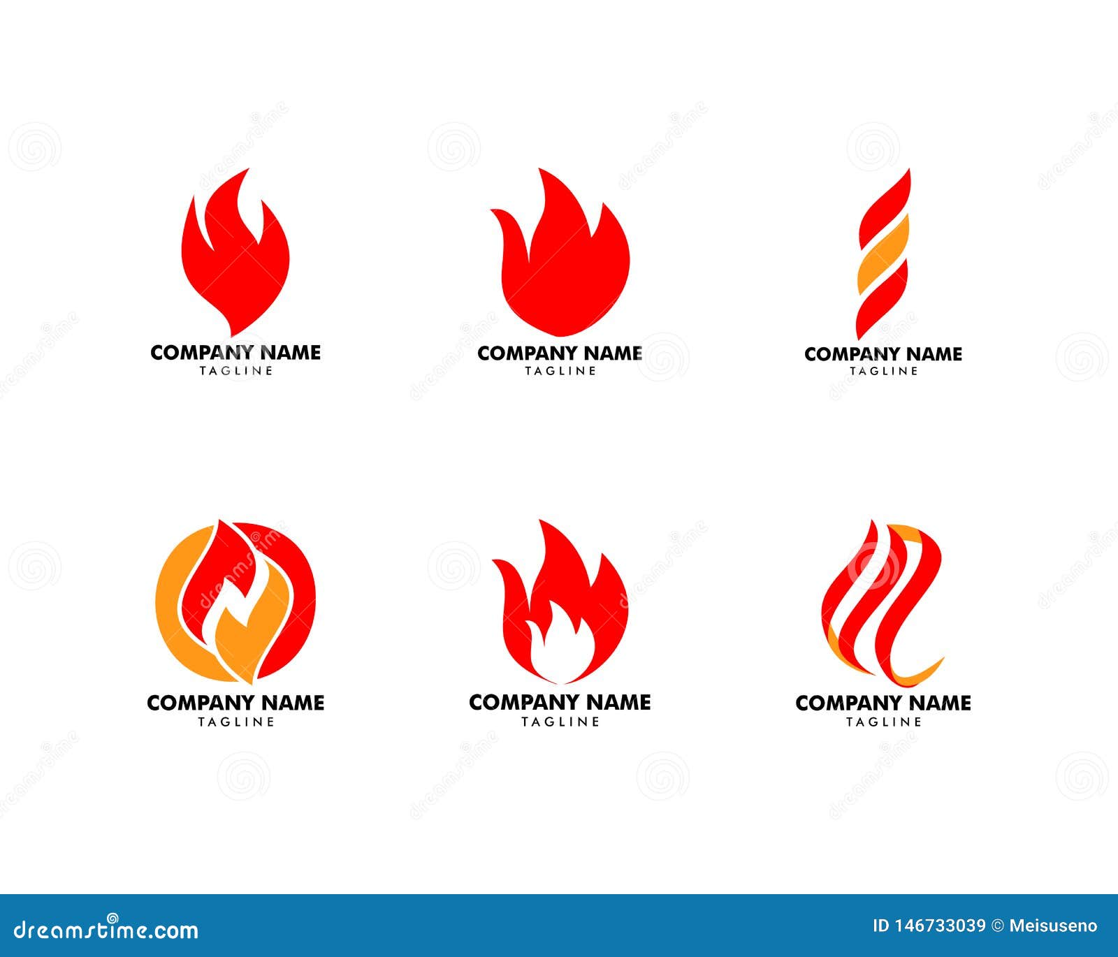 Set of Fire Flame Logo Design Vector Template Stock Vector