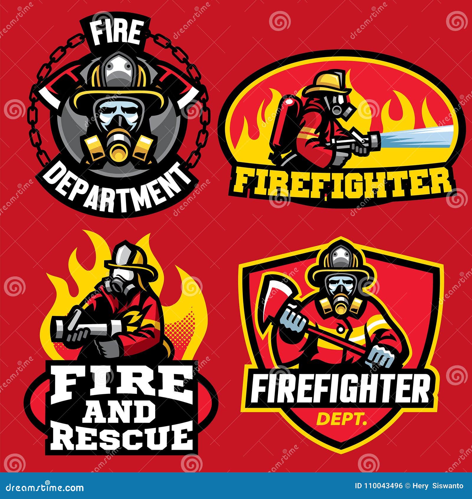 Download Set Of Firefighter Badge Design Stock Vector ...