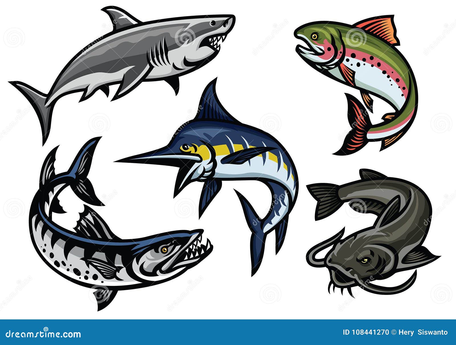 Colored Set Fish Stock Illustrations – 4,356 Colored Set Fish