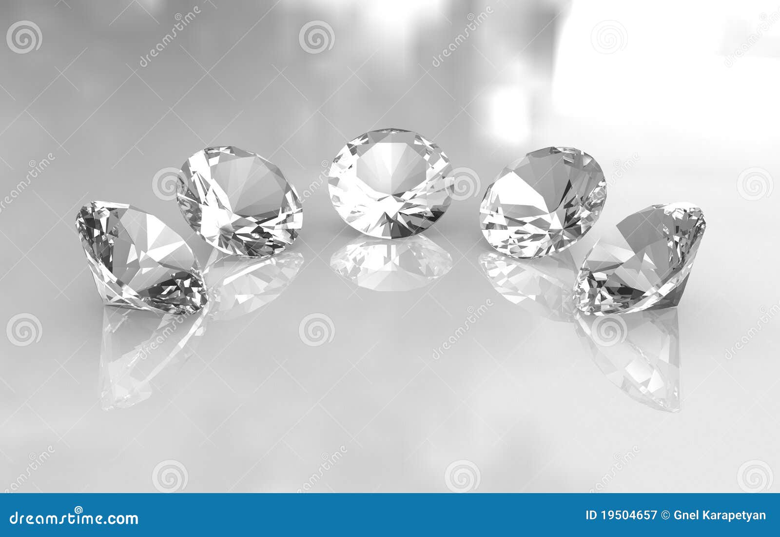 set of five beautiful round diamonds