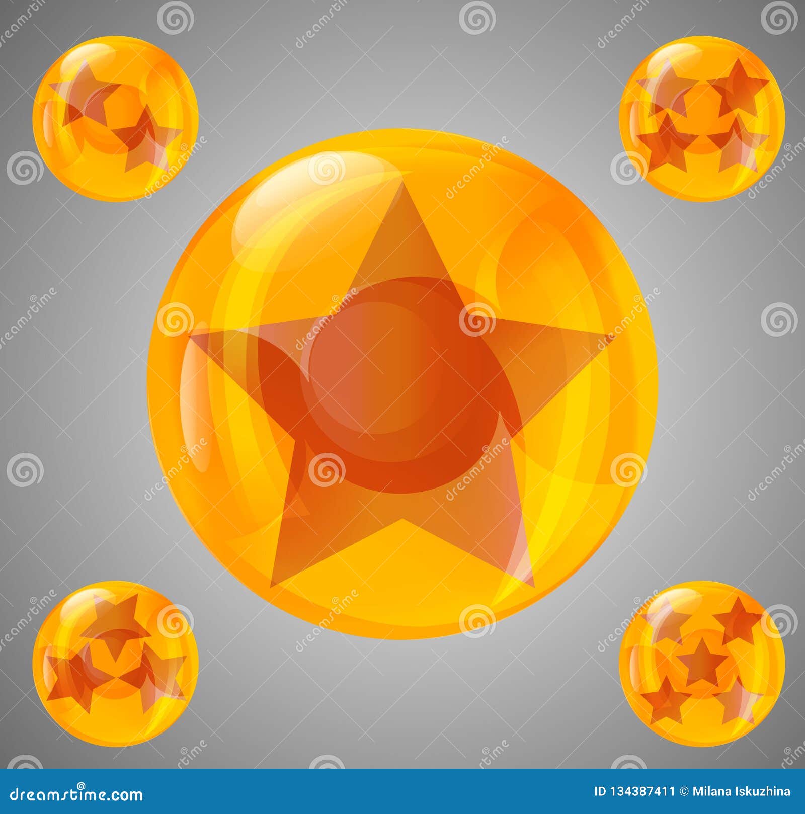 Dragon Ball One Star with Gold Color Stock Vector - Illustration