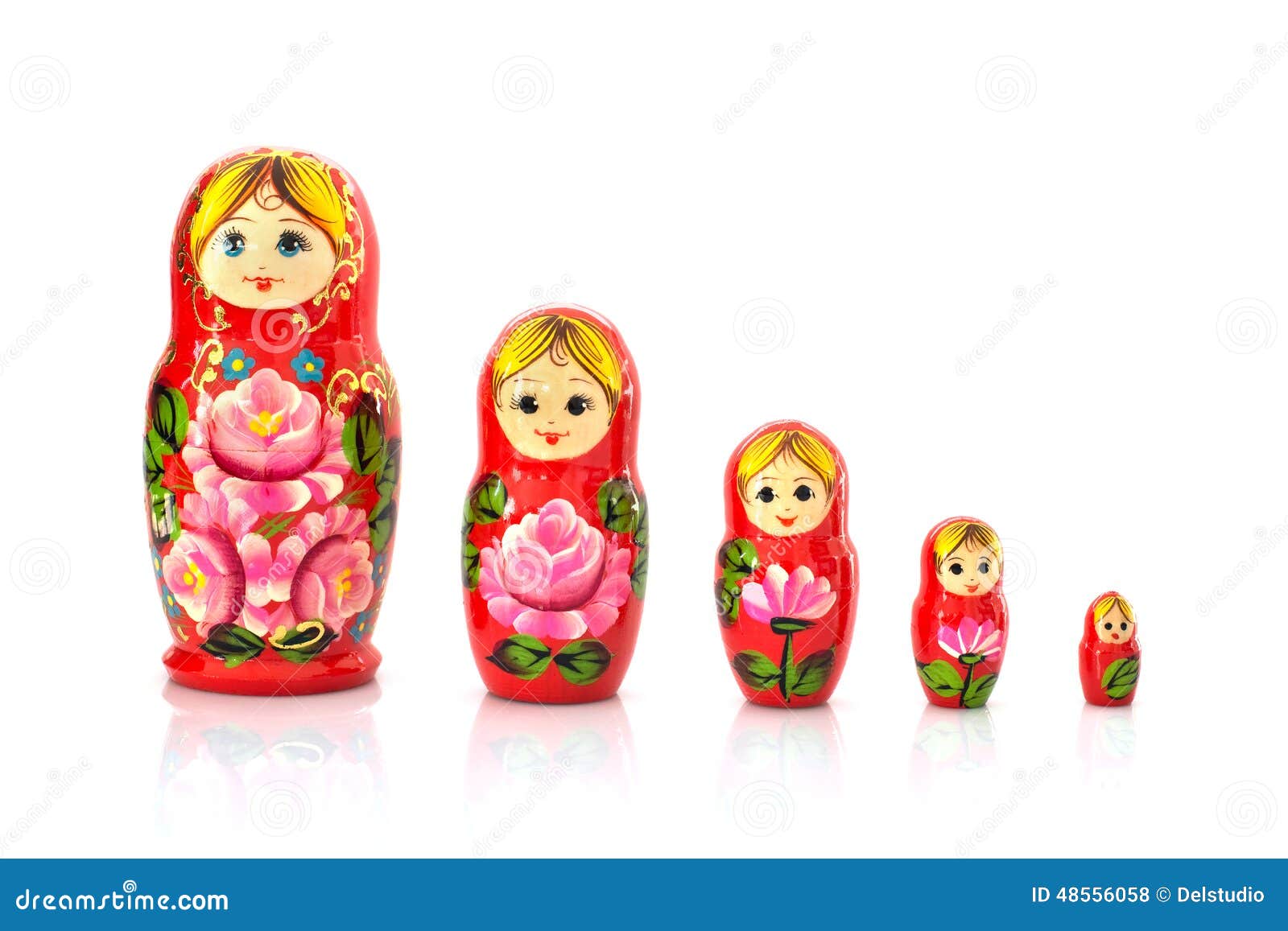 Set of Five Matryoshka Russian Nesting Dolls Stock Photo Image of separate, traditional 48556058