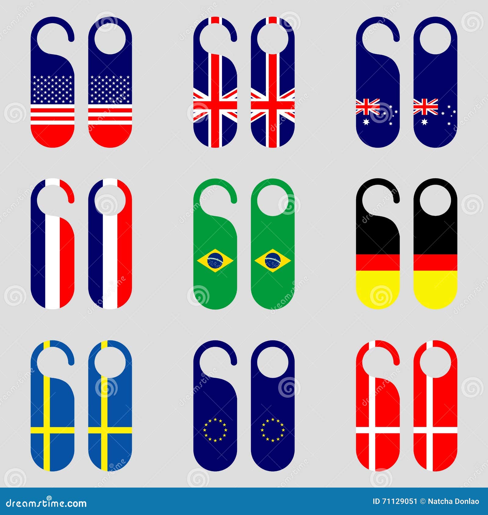 Set of Flag Door Hangers Vector Illustration Stock Vector