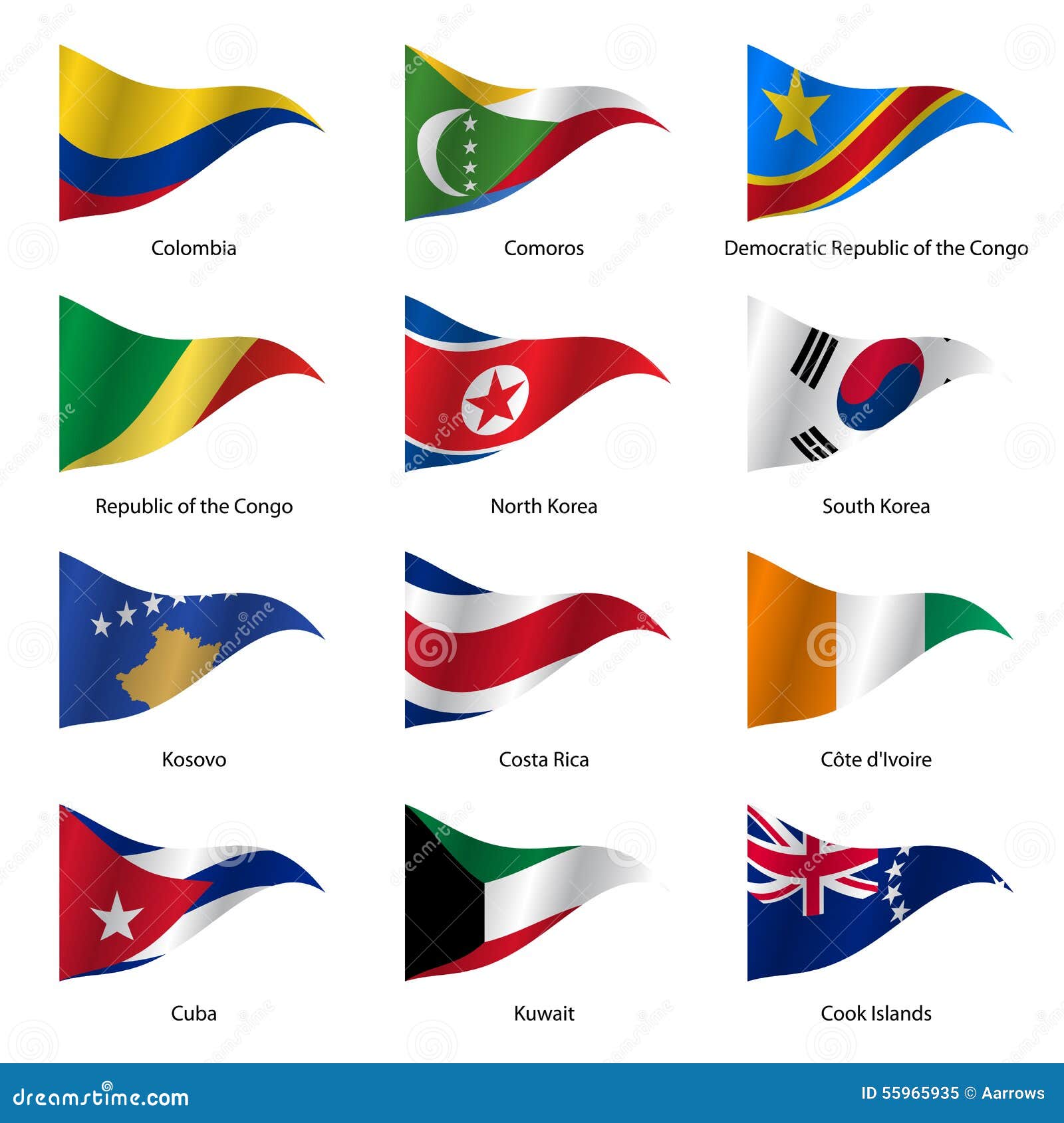Set Flags of World Sovereign States. Vector Stock Vector Illustration
