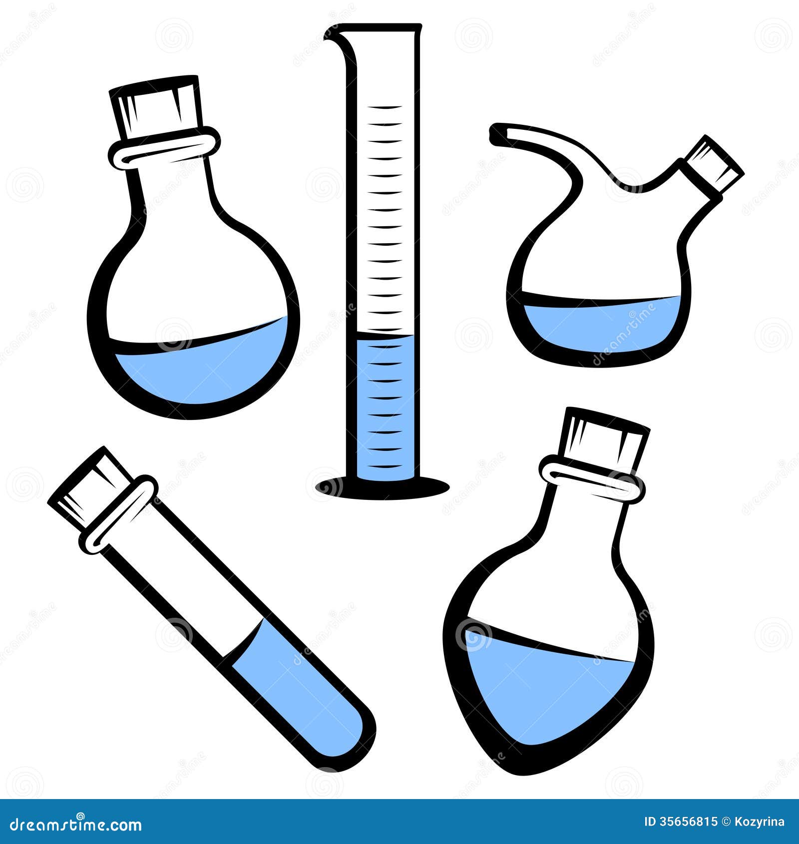 Set of flasks stock vector. Illustration of blue, objects - 35656815