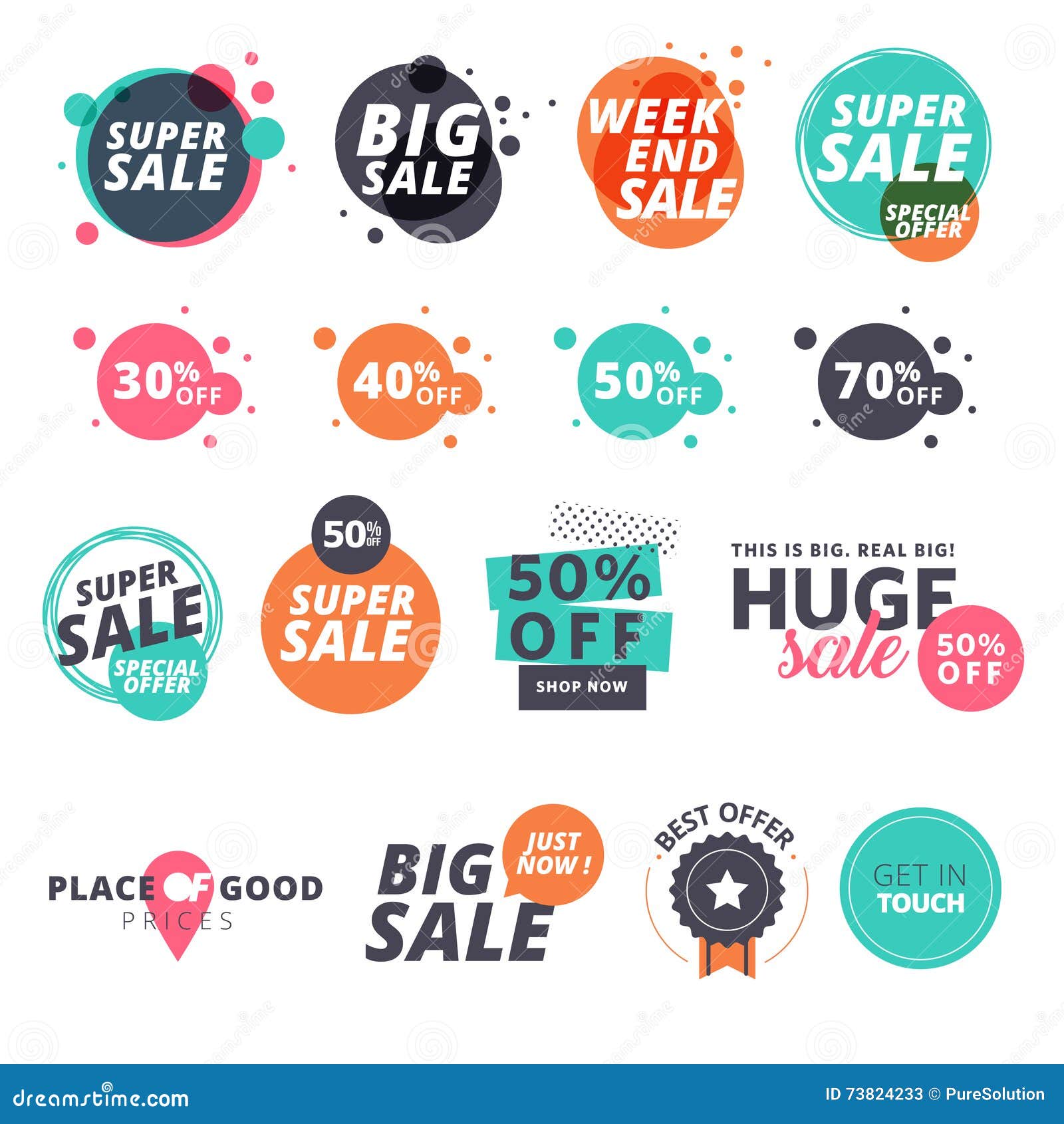 set of flat  sale stickers