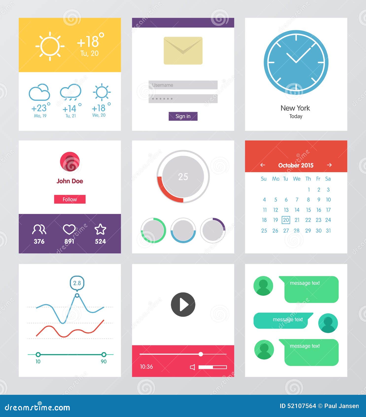 Set of flat design ui and ux elements stock vector illustration of