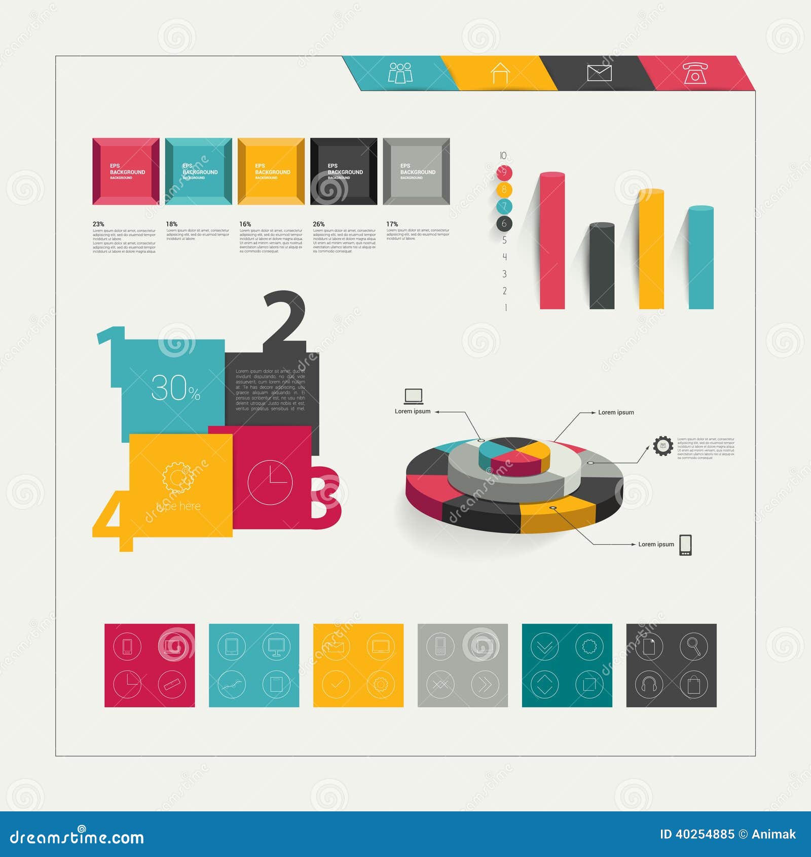 Set of Flat Infographic Elements. Stock Vector - Illustration of brand ...
