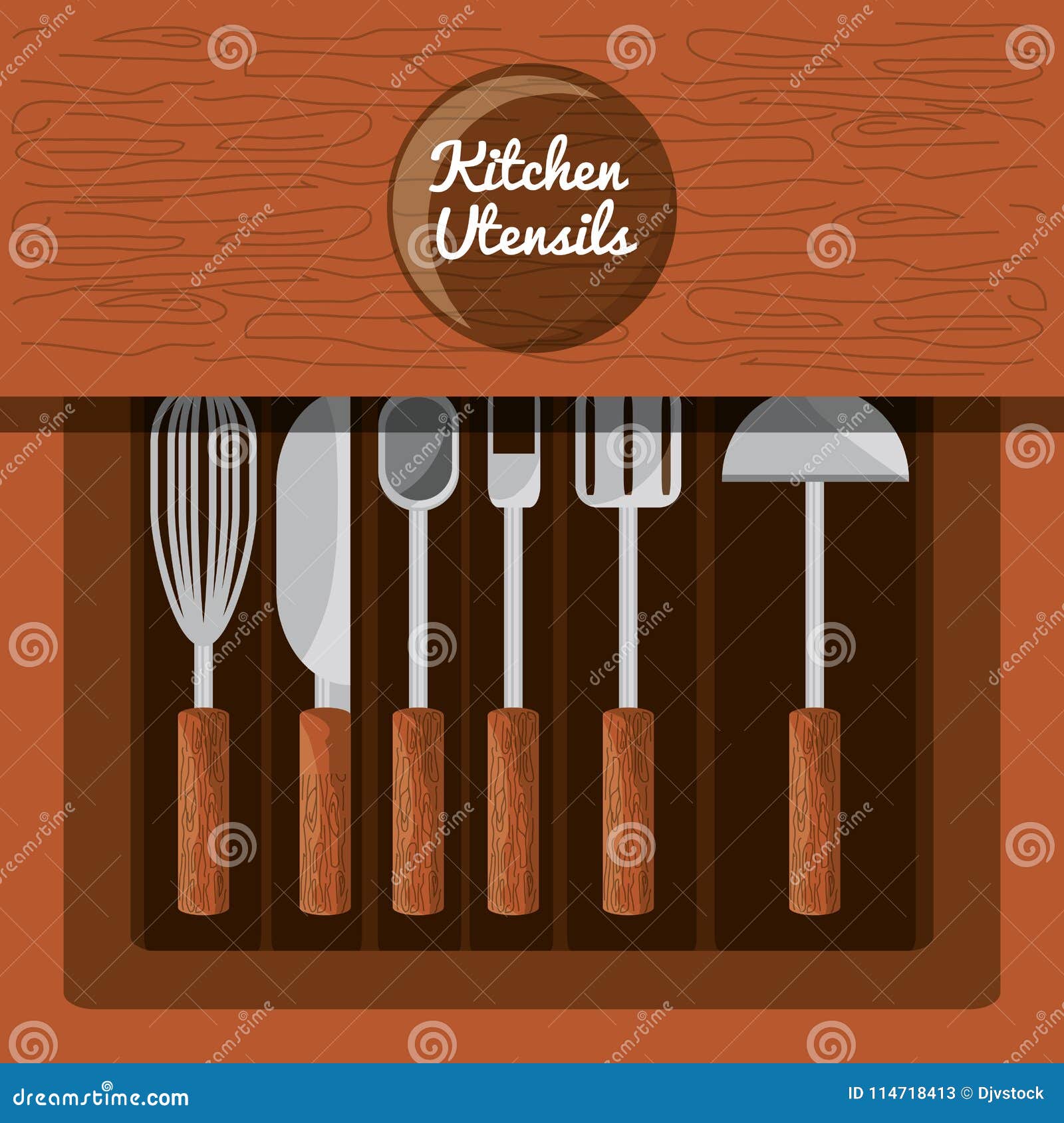Set flat kitchen utensils stock vector. Illustration of service 114718413
