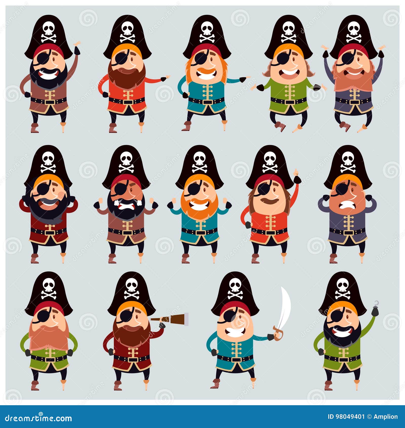 Set of flat pirate icons stock vector. Illustration of flag - 98049401