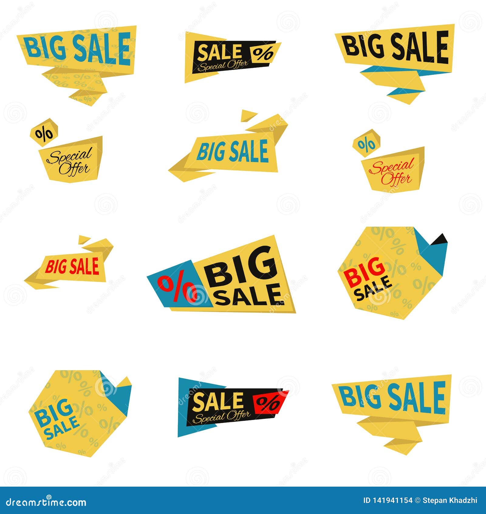 Set Of Flat Sale Stickers Vector Illustrations Stock Vector