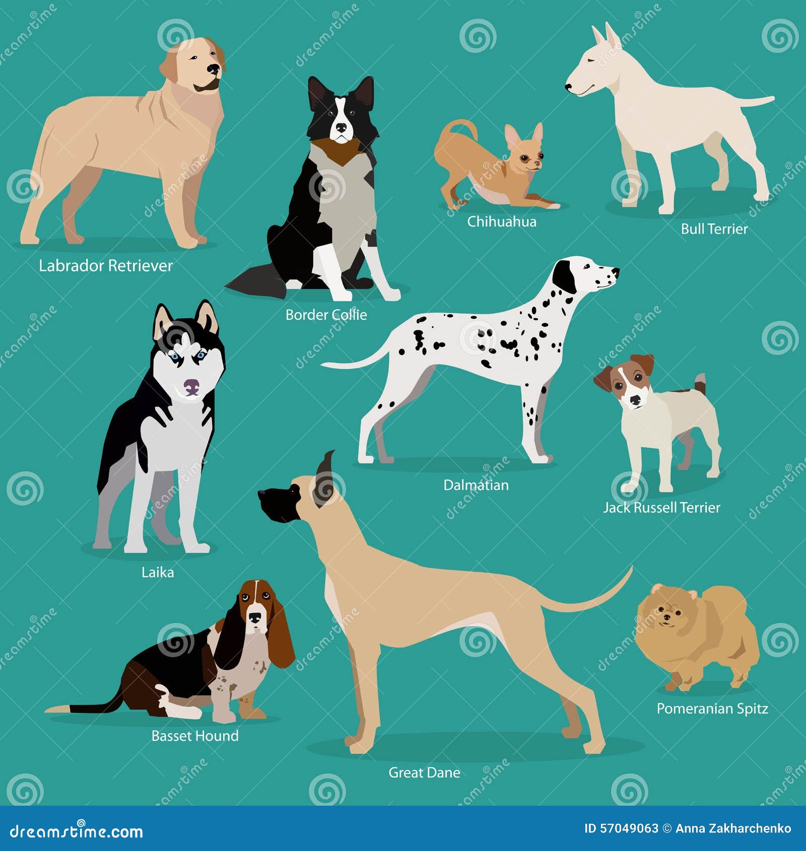 Cartoon Dogs For Coloring Book Or Page Vector Illustration ...