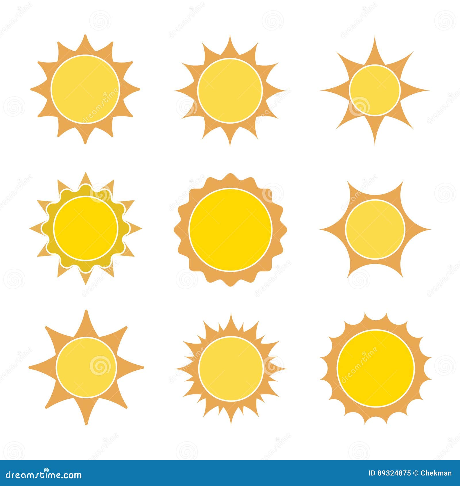 Set of Flat Sun Icons. Vector Illustration. Stock Illustration ...