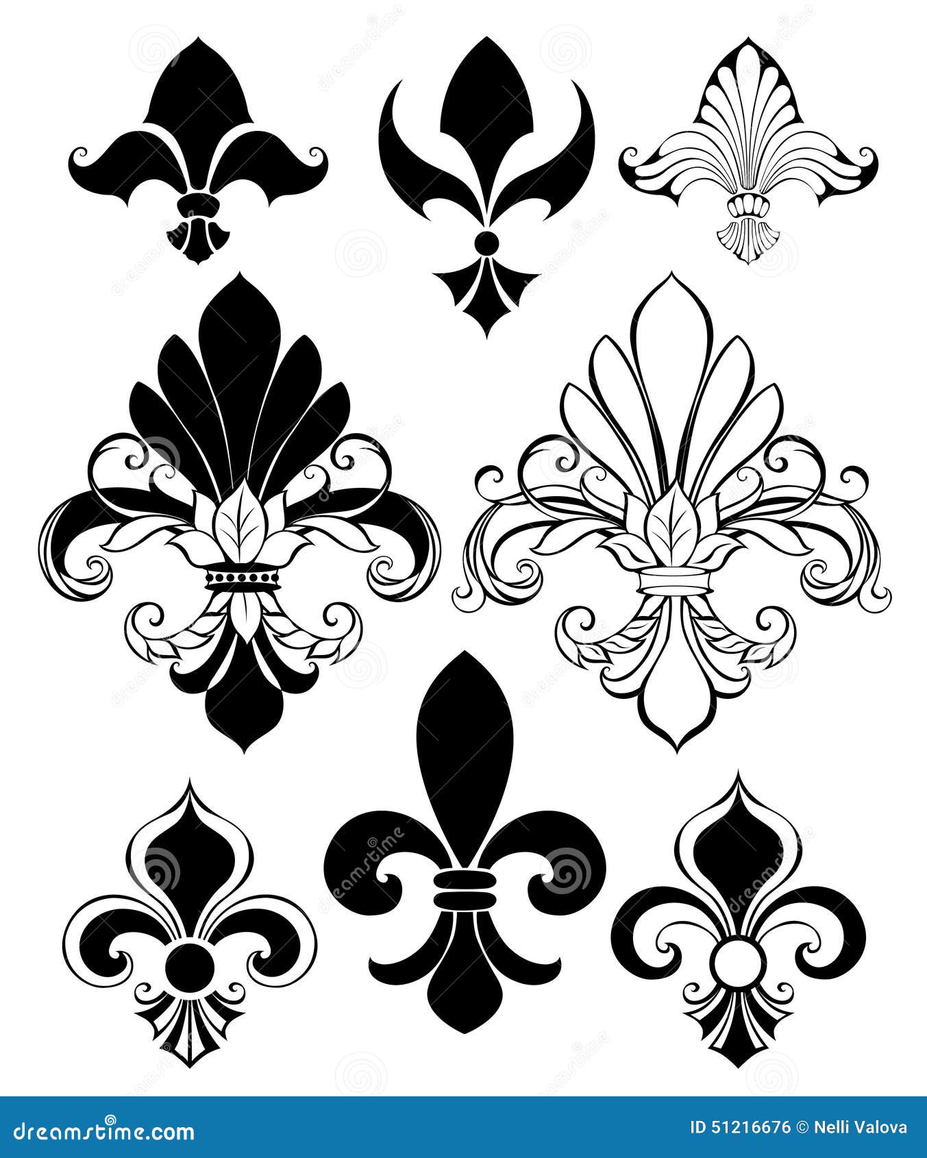 Set of Fleur de Lis stock vector. Illustration of blank - 51216676