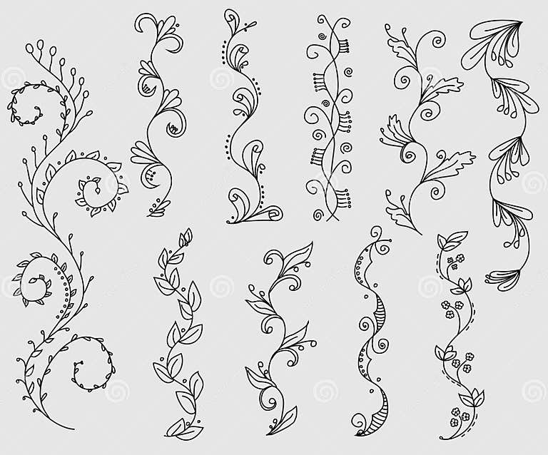 Set of floral vine borders stock vector. Illustration of filigree ...