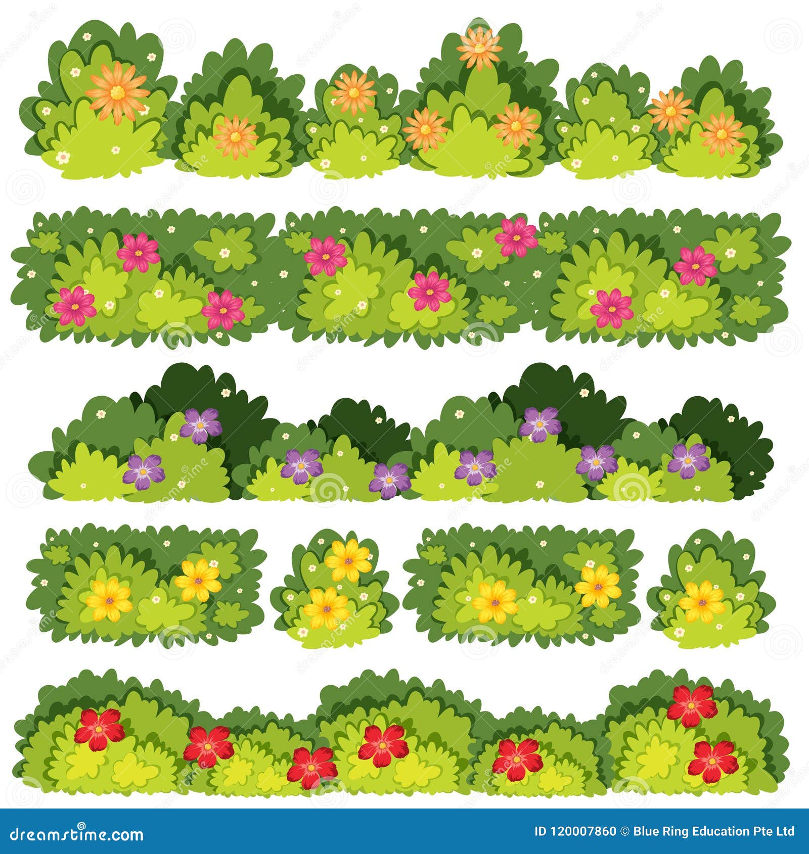 A Set of Flower Bush stock vector. Illustration of element 120007860
