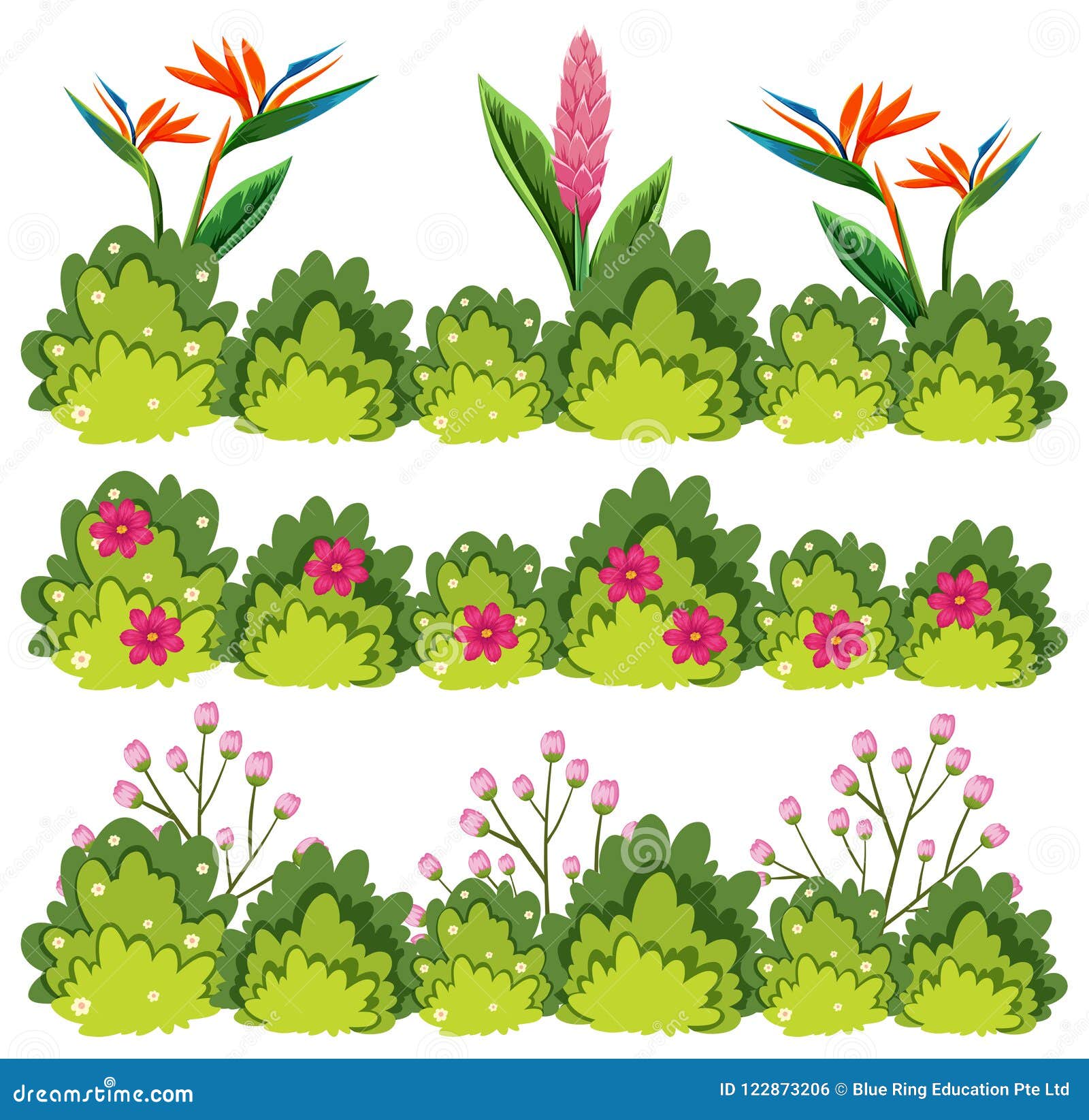 A set of flower bush stock vector. Illustration of isolated 122873206