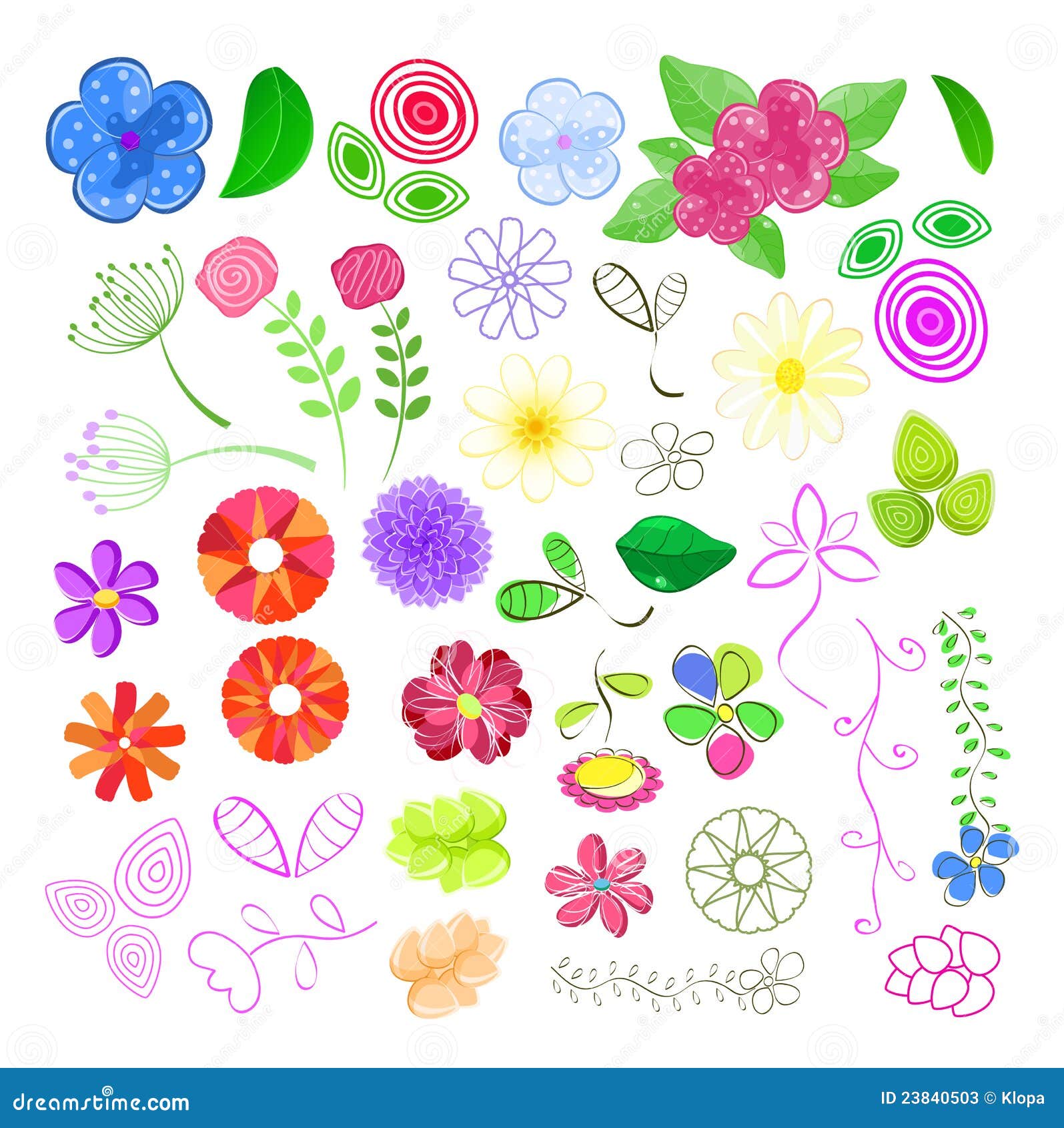 Set of Flower Elements stock vector. Illustration of chamomile 23840503
