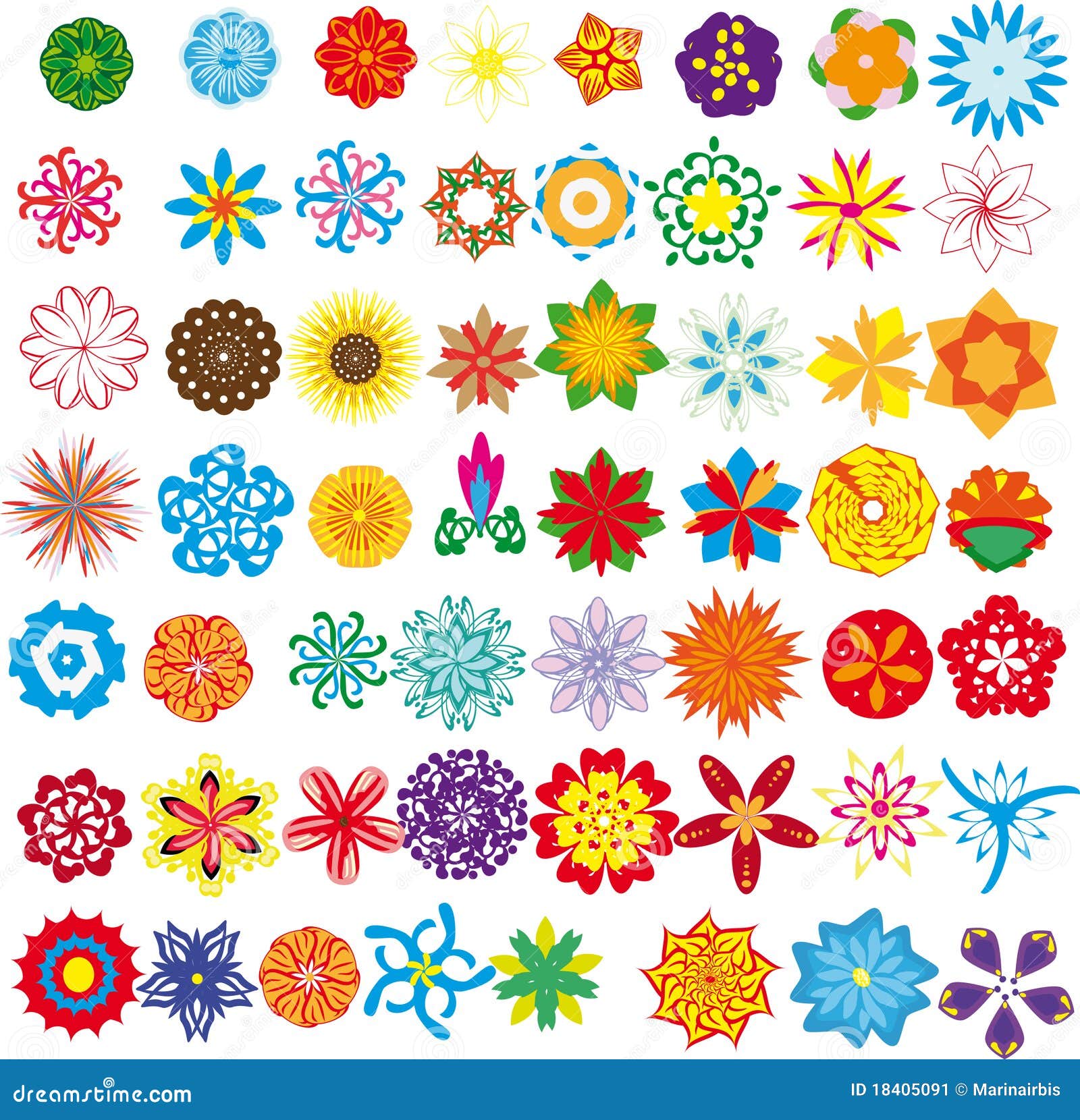 Set of flowers stock vector. Illustration of blocks, leaf - 18405091