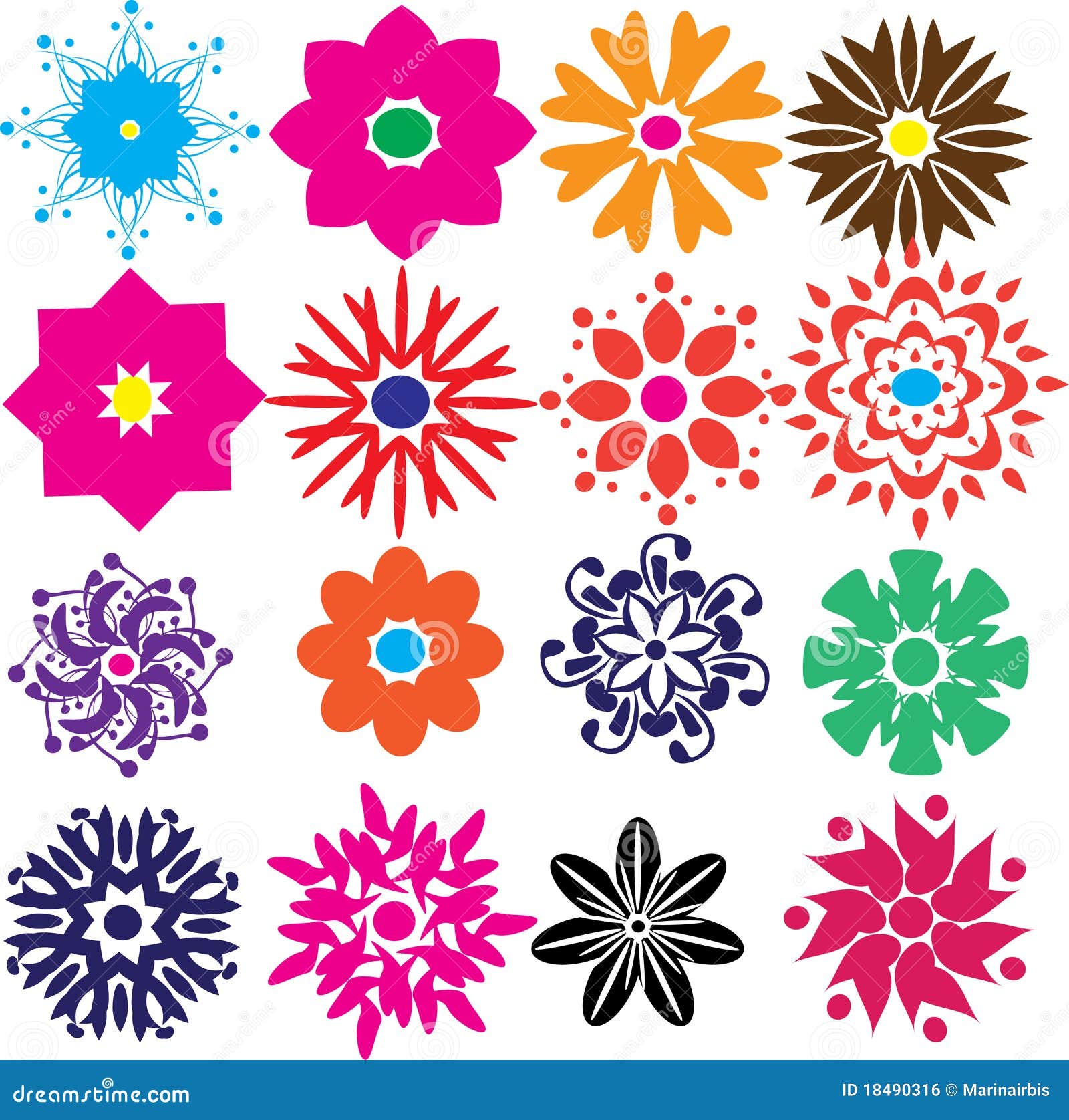 Set of flowers stock vector. Illustration of green, head - 18490316