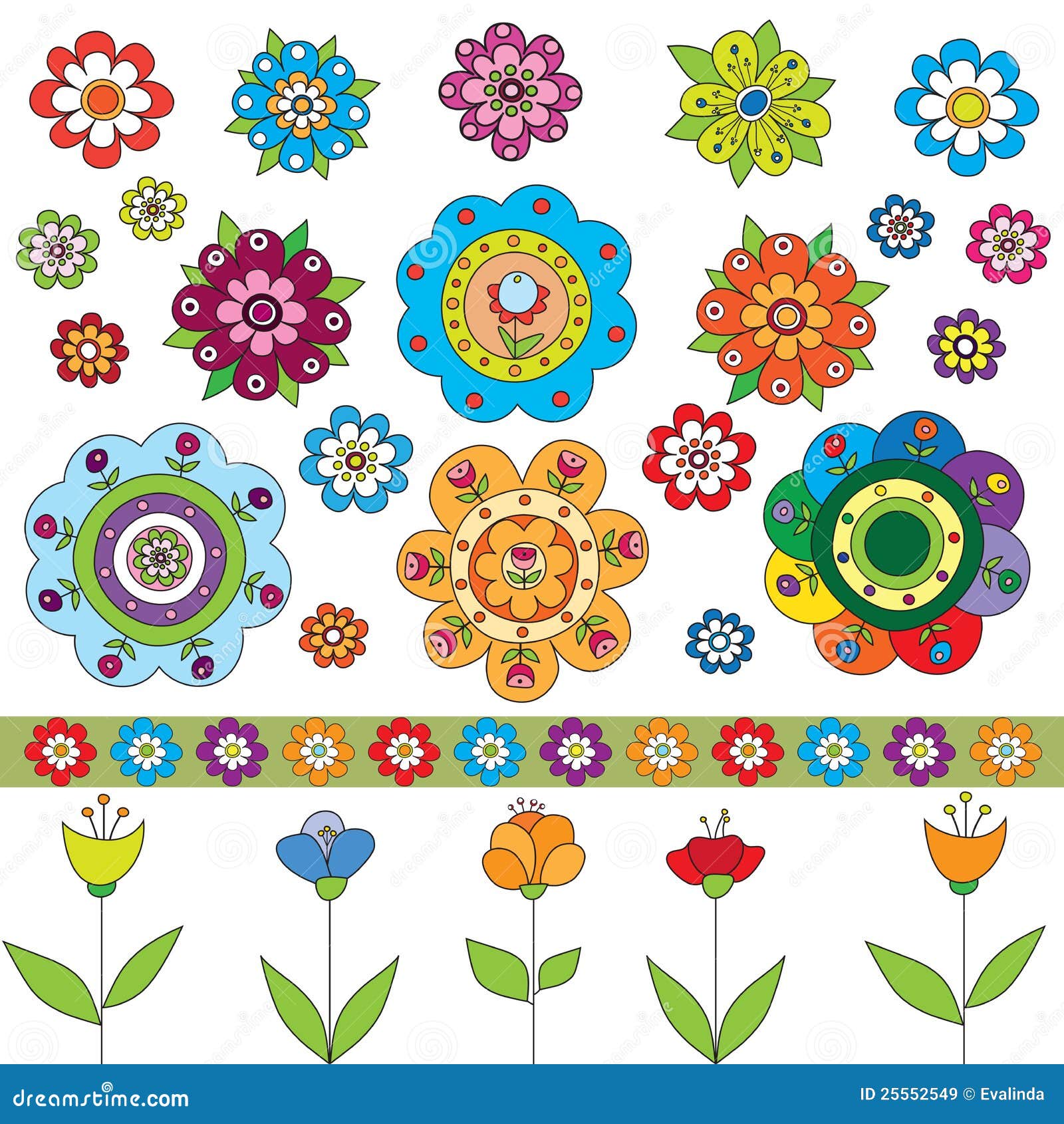 Set of flowers stock vector. Illustration of color, season 25552549