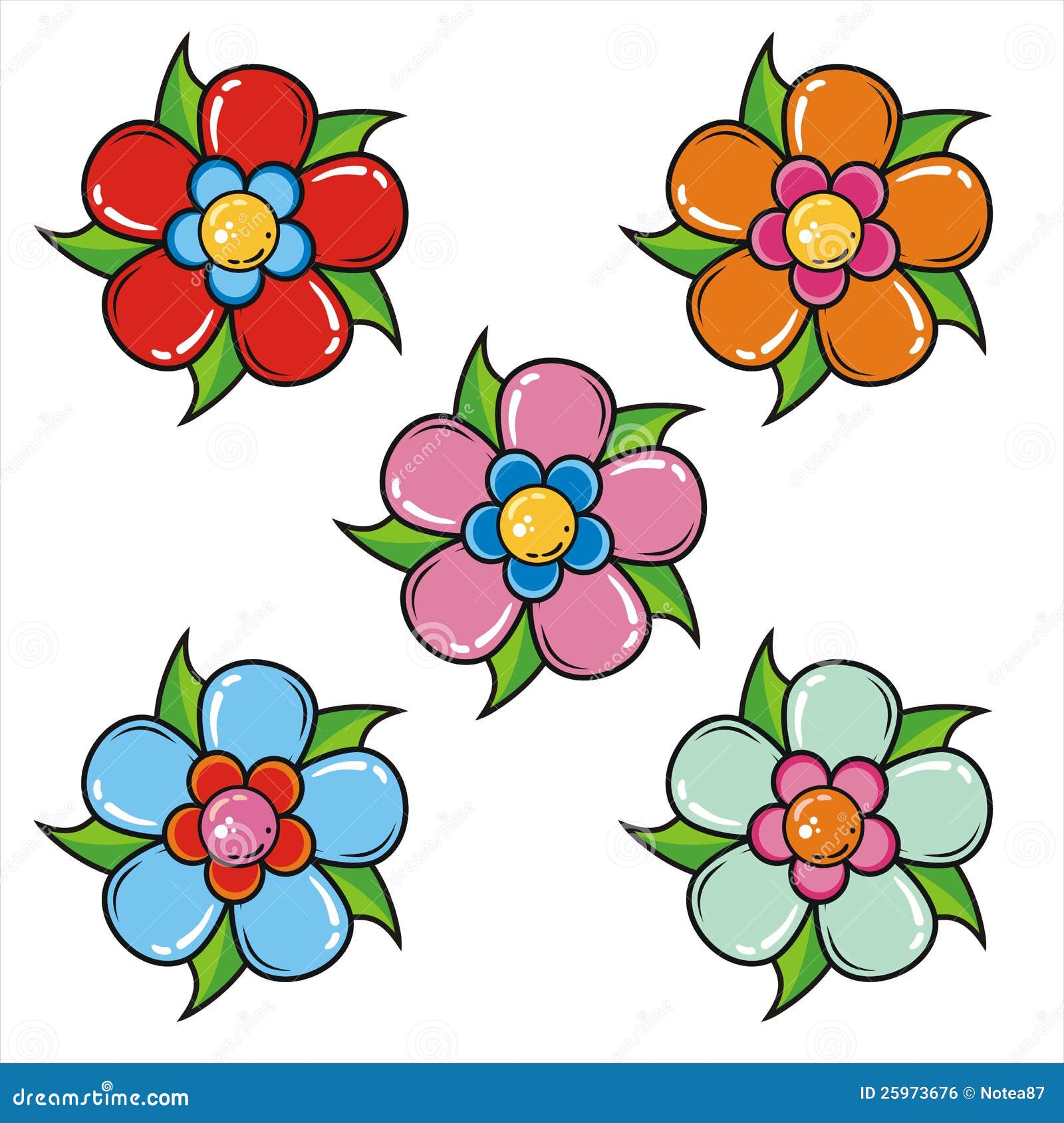 Set of flowers stock vector. Illustration of flora, circle 25973676