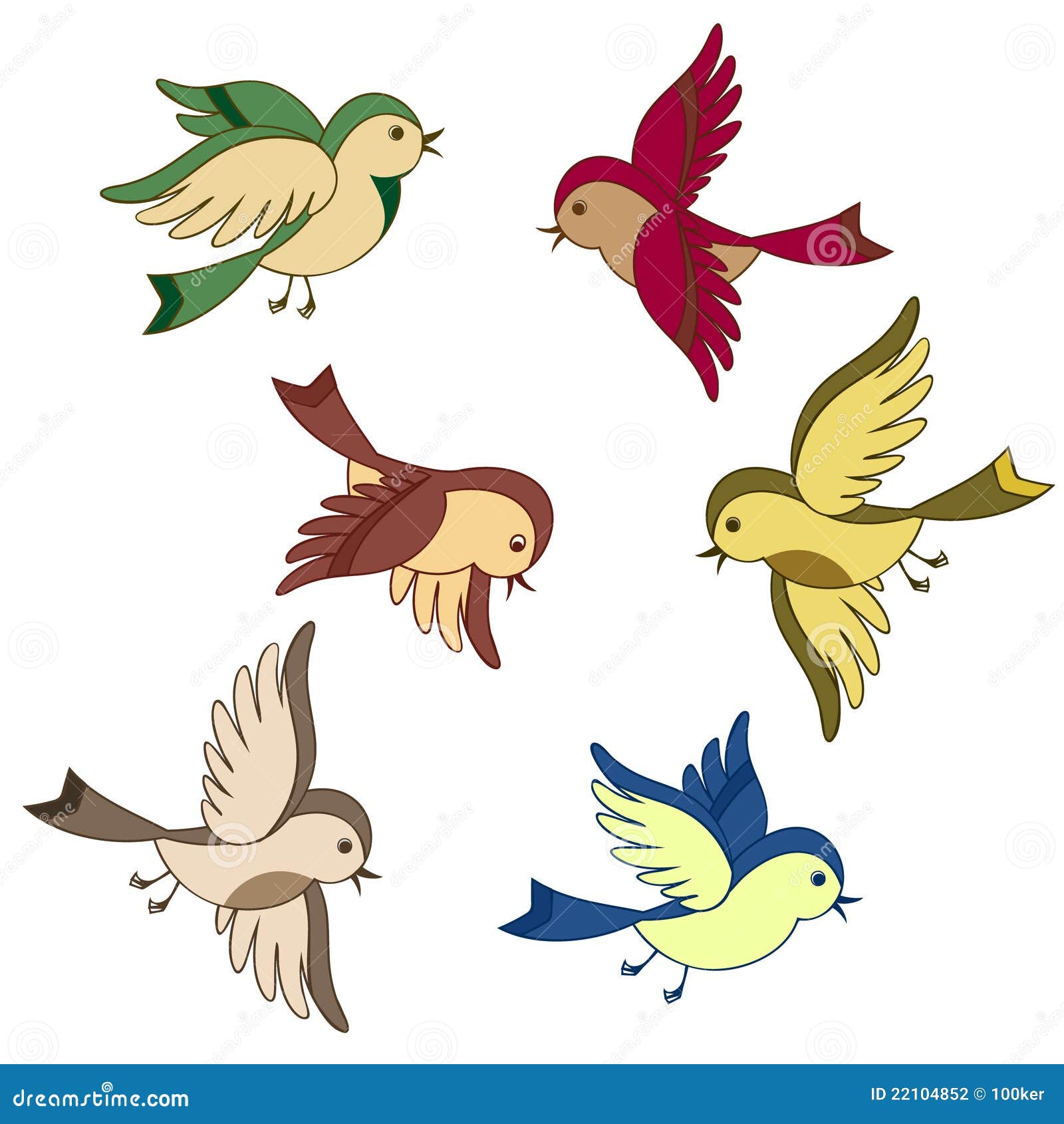 Set of flying bird cartoon stock vector. Illustration of parrot - 22104852