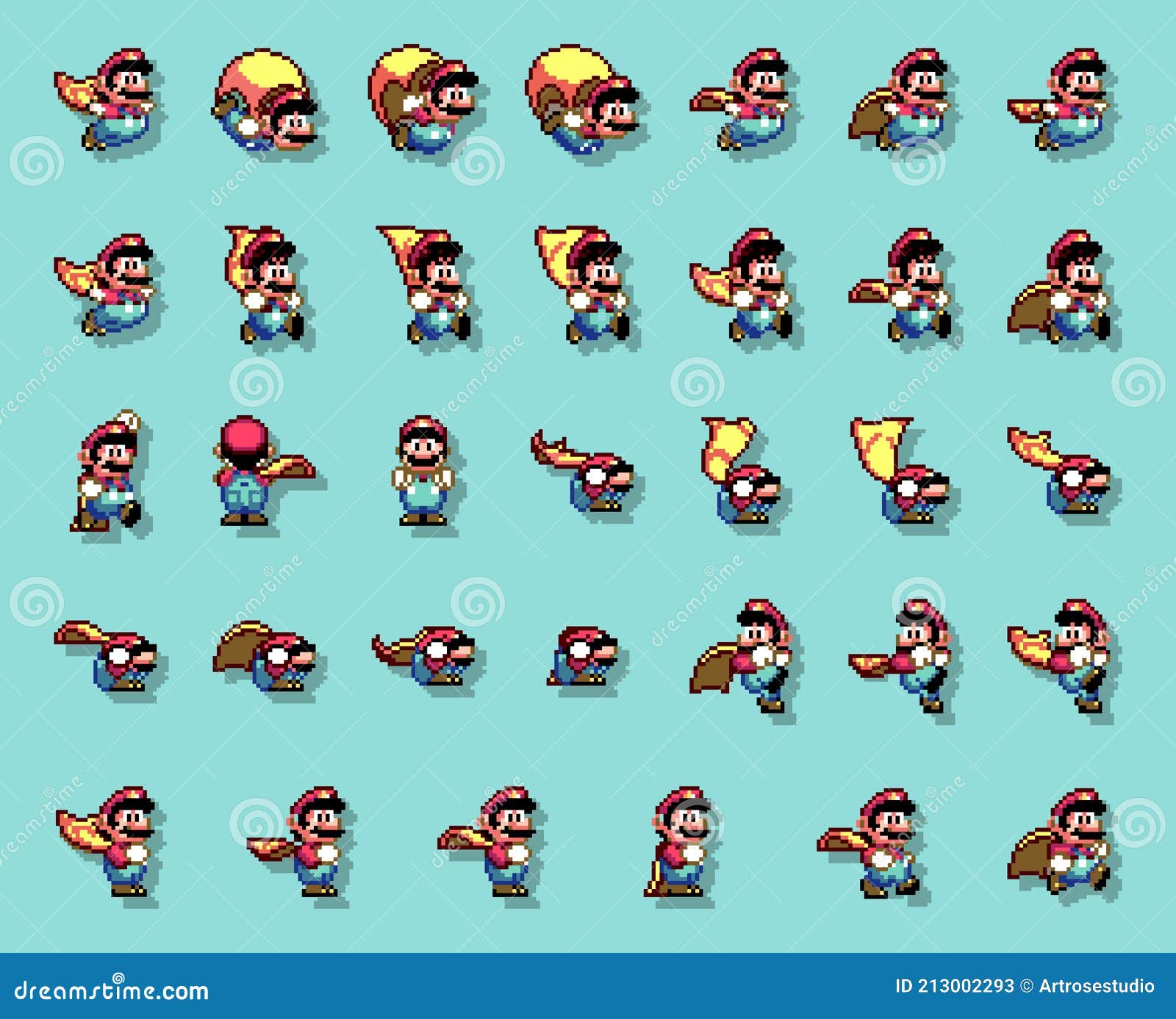 Art of Super Mario Bros 3 Classic Video Game, Pixel Design Vector