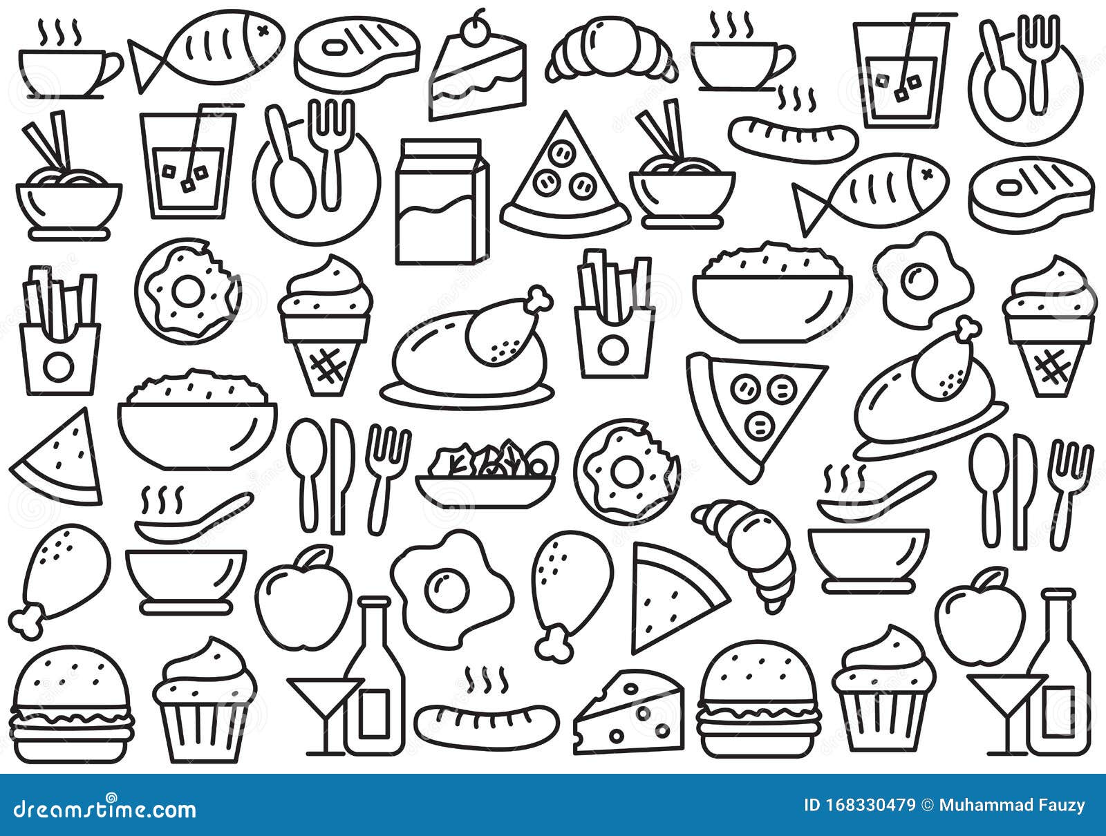 set-of-food-doodle-vector-illustration-stock-vector-illustration-of