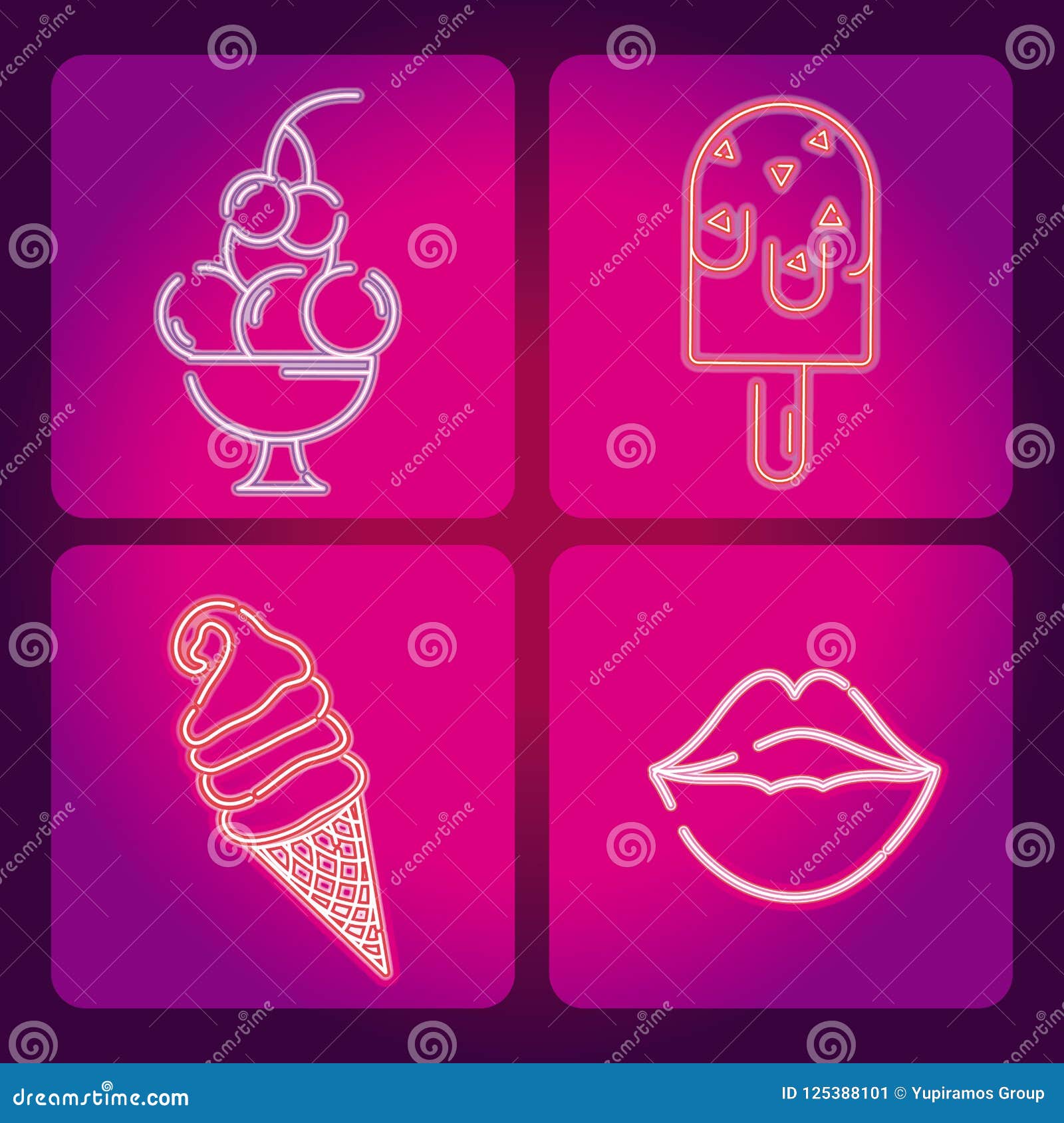 Set of food neon icons stock vector. Illustration of glow - 125388101