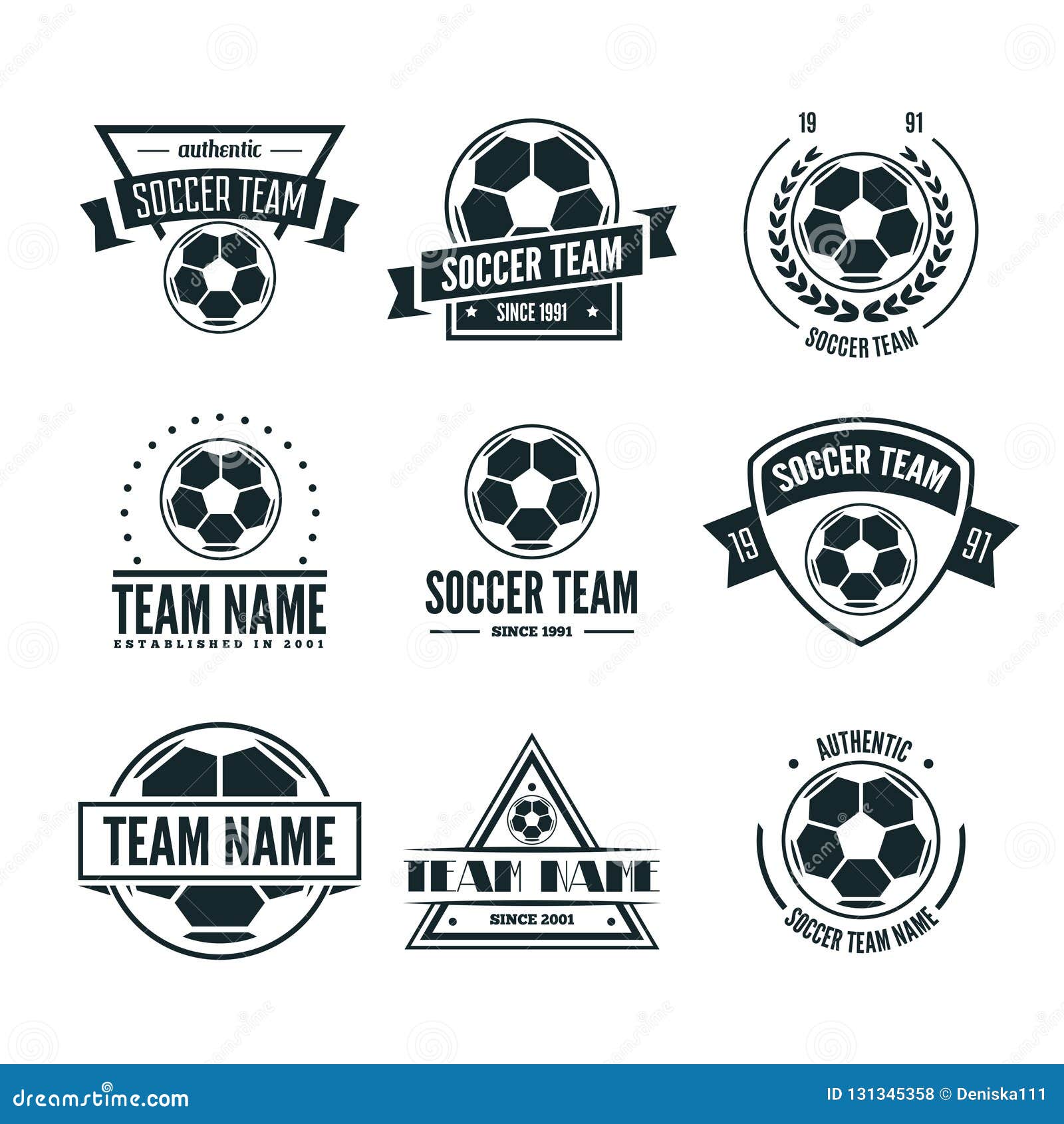Set of Football or Soccer Club Logo Set Vector Template Design Stock Vector  - Illustration of banner, element: 131345358