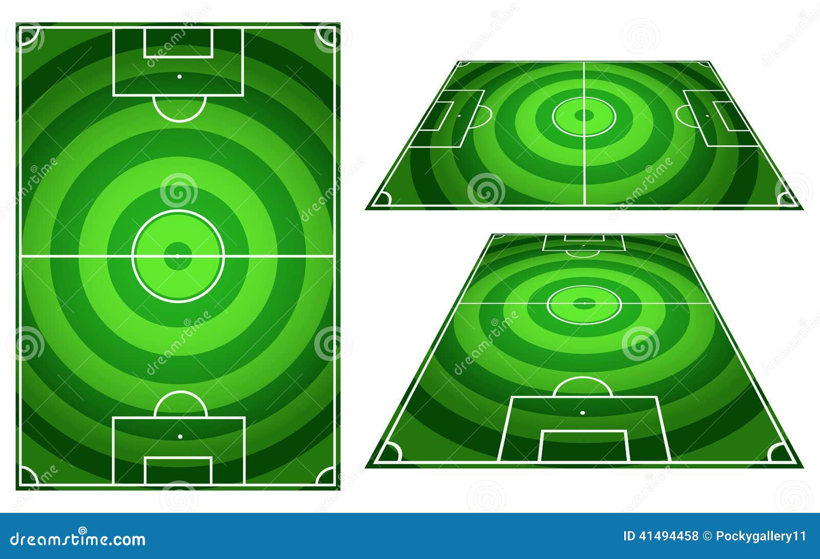 Set of Football or Soccer Fields Circles Striped with Vertical a Stock